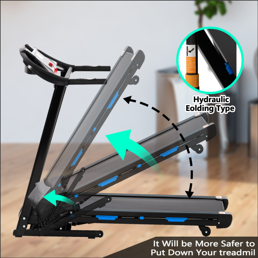 Treadmills for Home, Electric Treadmill with Automatic Incline, Foldable 3.5HP Workout Running Machine Walking, Double Running Board Shock Absorption Pulse Sensor Bluetooth Speaker APP FITSHOW.