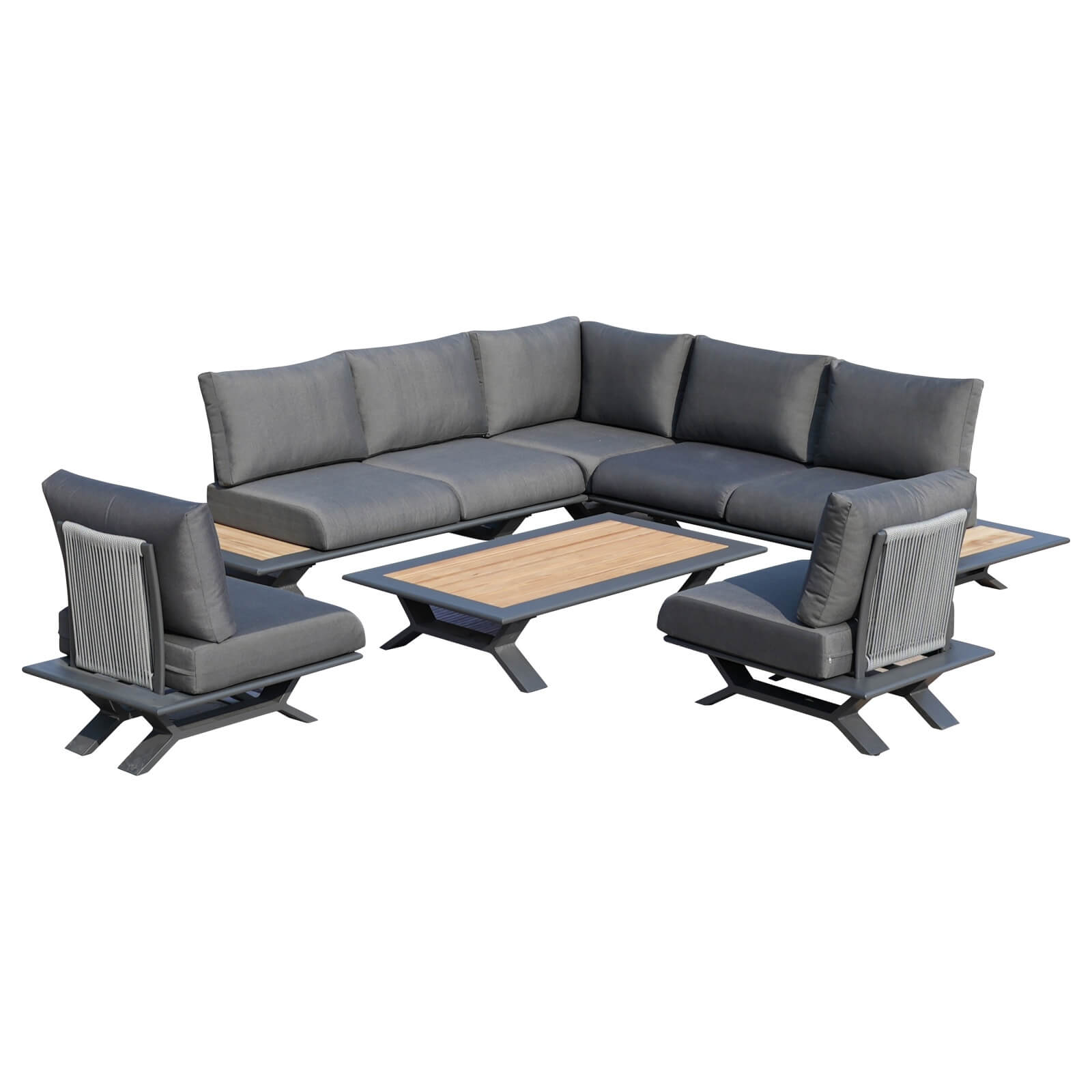 High-grade teak handrails aluminum dew pipe sofa garden set(PAS-2323) - Abrihome