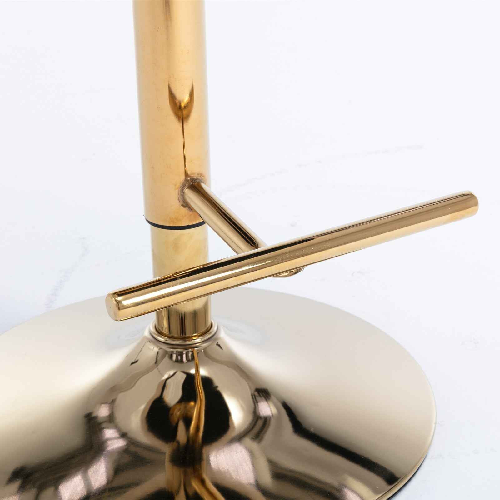 A&A Furniture,Thick Golden Swivel Velvet Barstools Adjusatble Seat Height from 27-35 Inch, Modern Upholstered Bar Stools with Backs Comfortable Tufted for Home Pub and Kitchen Island (Beige,Set of 2)