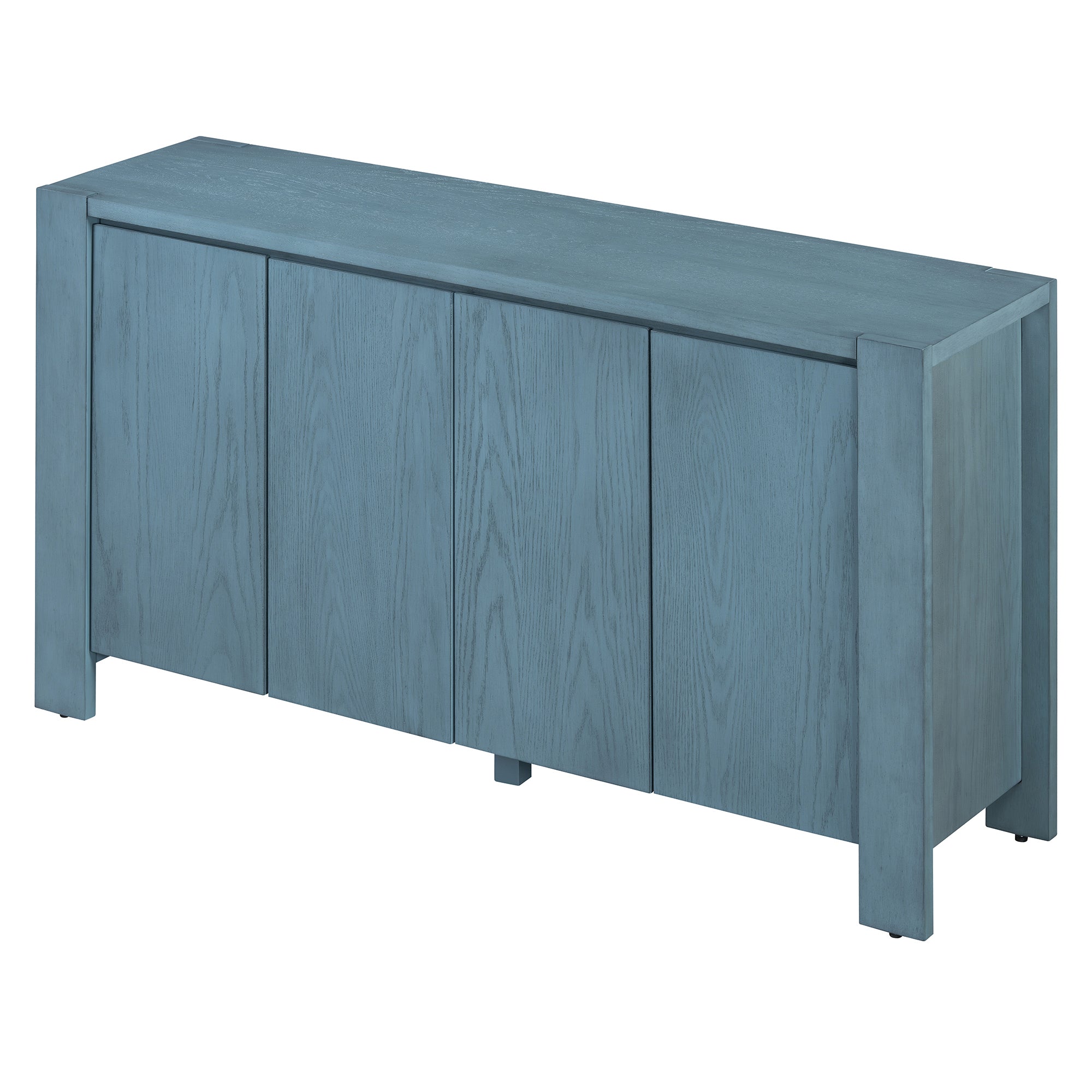 TREXM Retro 4-door Sideboard with Distressed Finish and Adjustable Shelves for Dining Room, Kitchen, and Living Room (Navy) - Abrihome