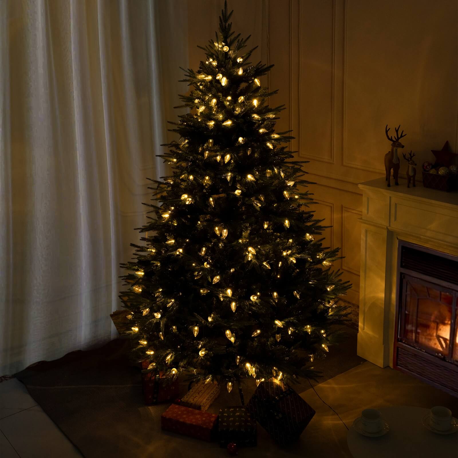 7FT Artificial Christmas Tree with Realistic PE PVC(PJT-2504-7FT) - Abrihome