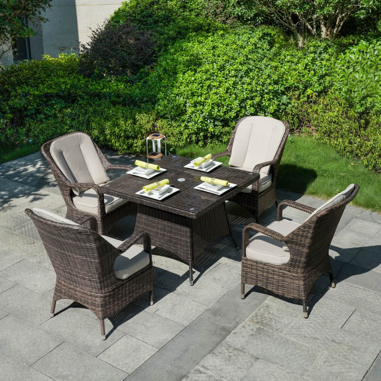 4-Seat Outdoor Dining Set with Cube Dining Table (PAD-1710-SET) - Abrihome