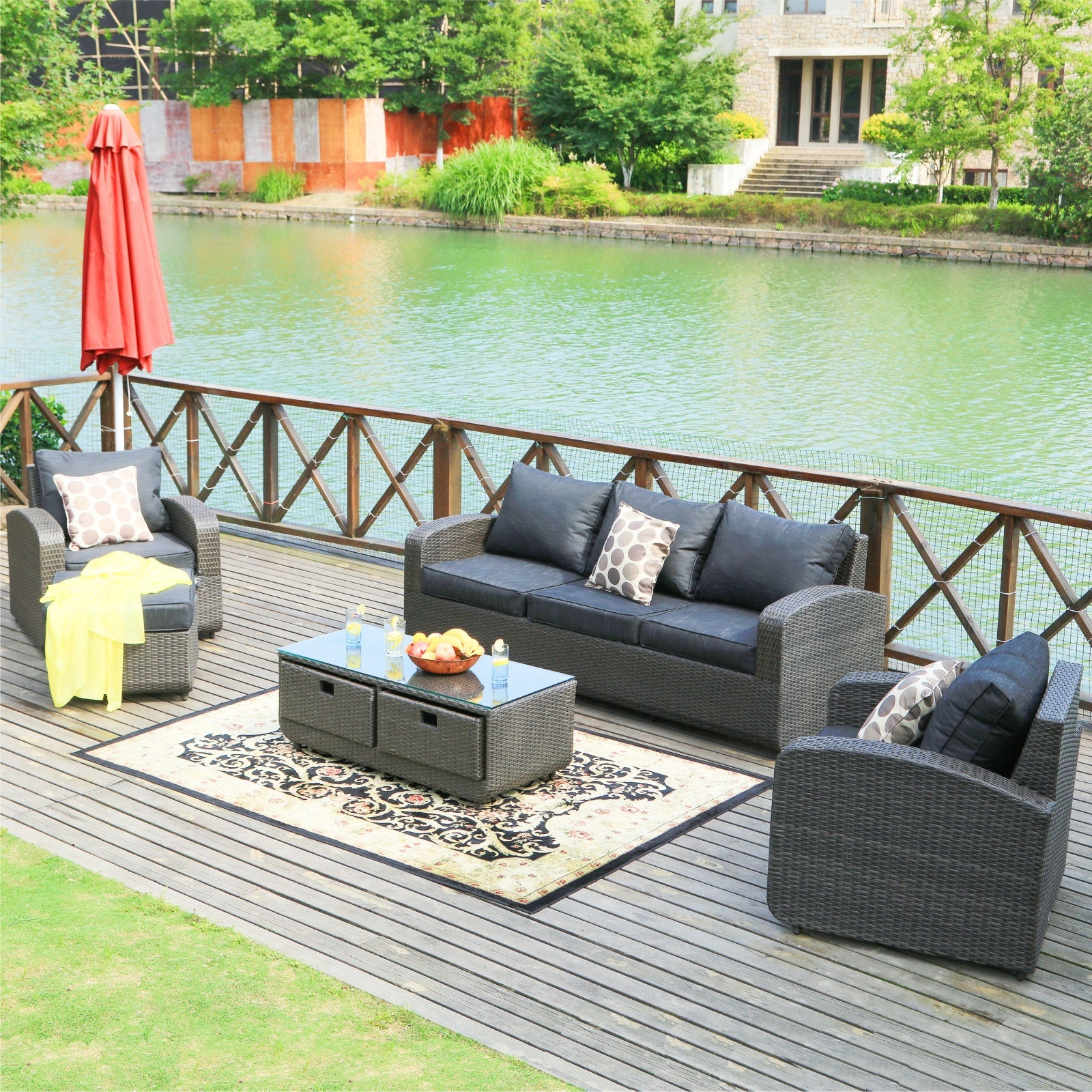 5-Piece Outdoor Conversation Sofa Set(PAS-1515-SET) - Abrihome