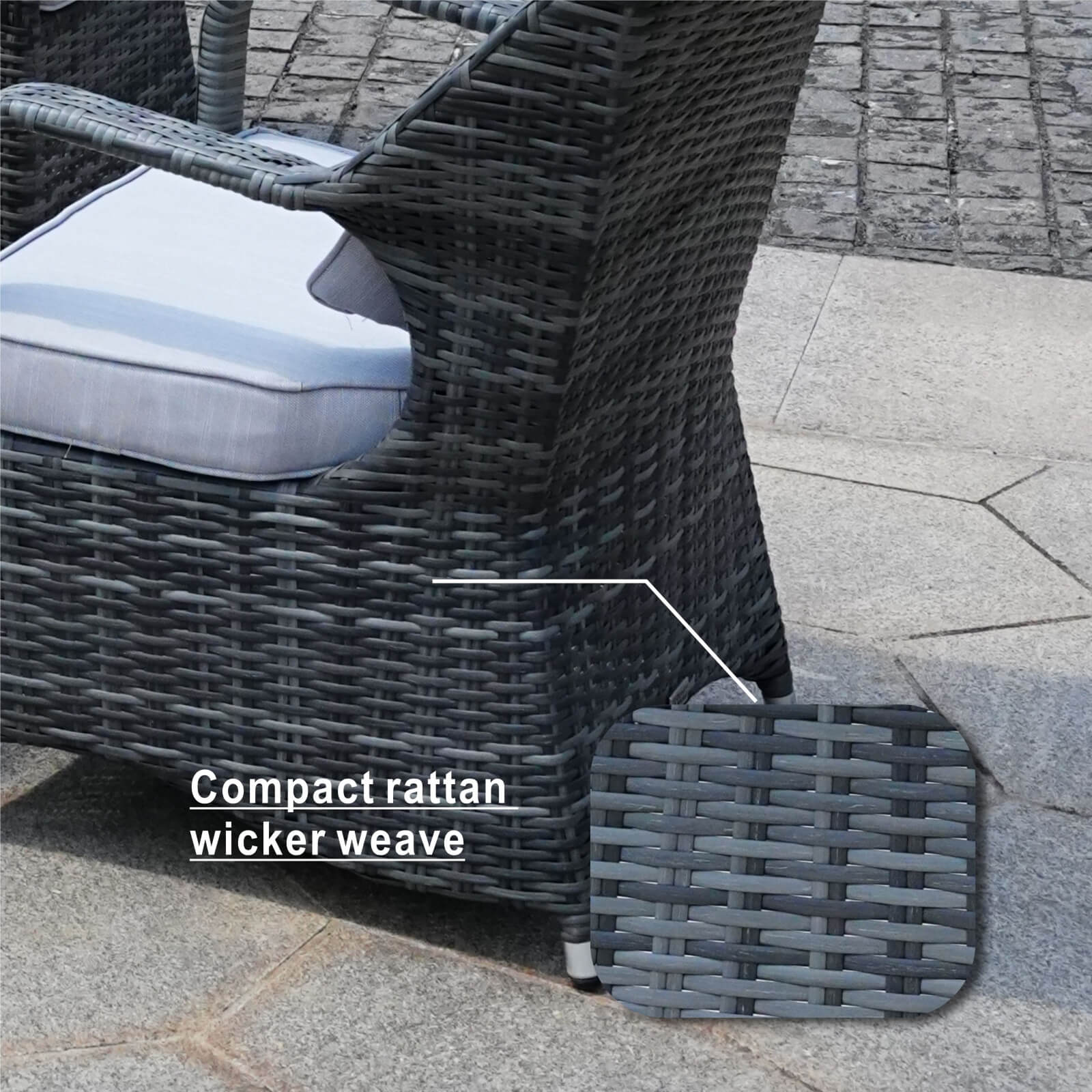 6-Seat Outdoor Fire Pit Dining Set with Rectangle Fire Pit Table (PAG-1106R-SET) - Abrihome