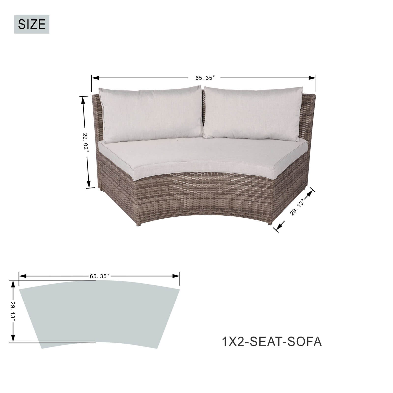 6-Piece Semi-Circular Outdoor Sofa Set with Round Coffee Table (PAS-1205B) - Abrihome