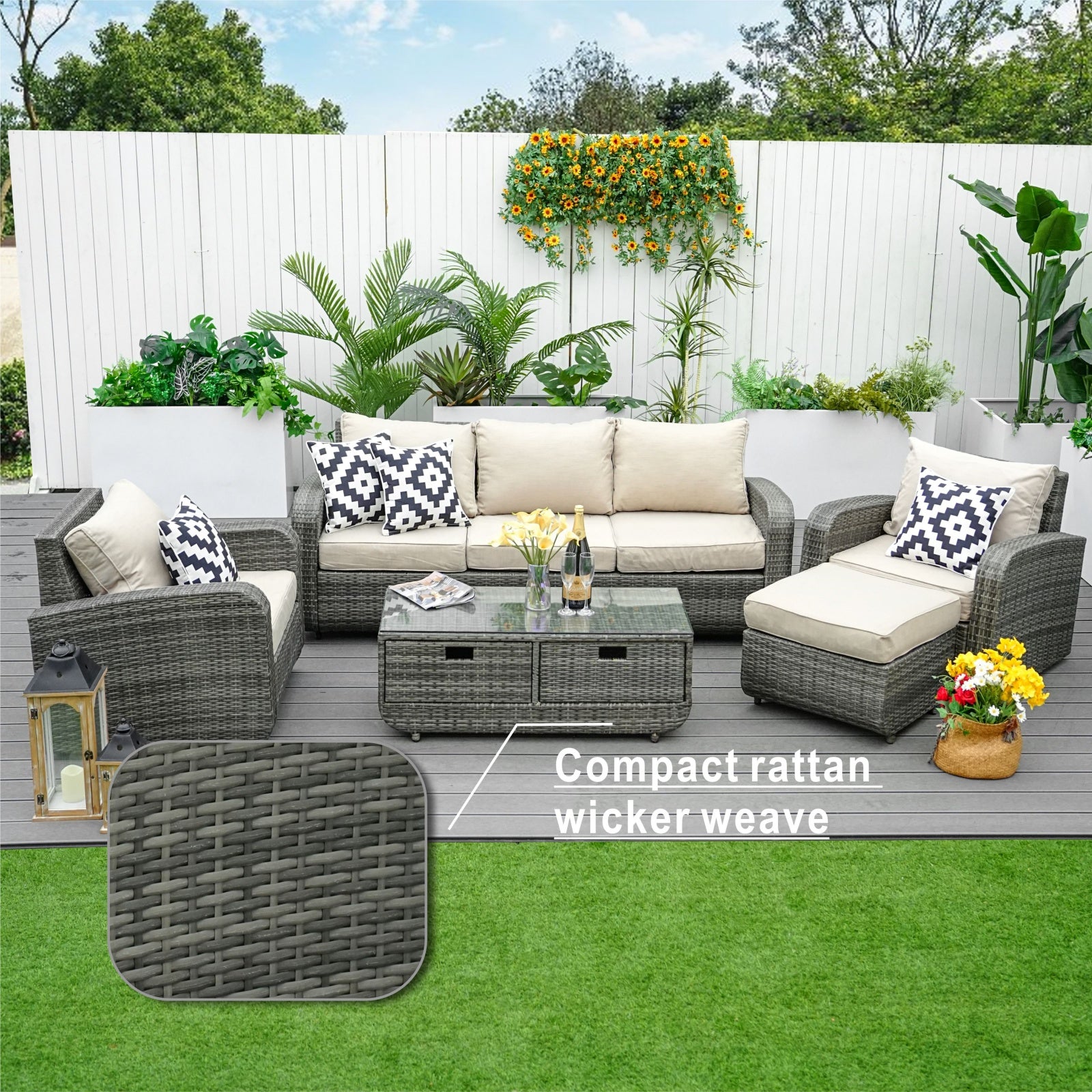 5-Piece Outdoor Conversation Sofa Set(PAS-1515-SET) - Abrihome
