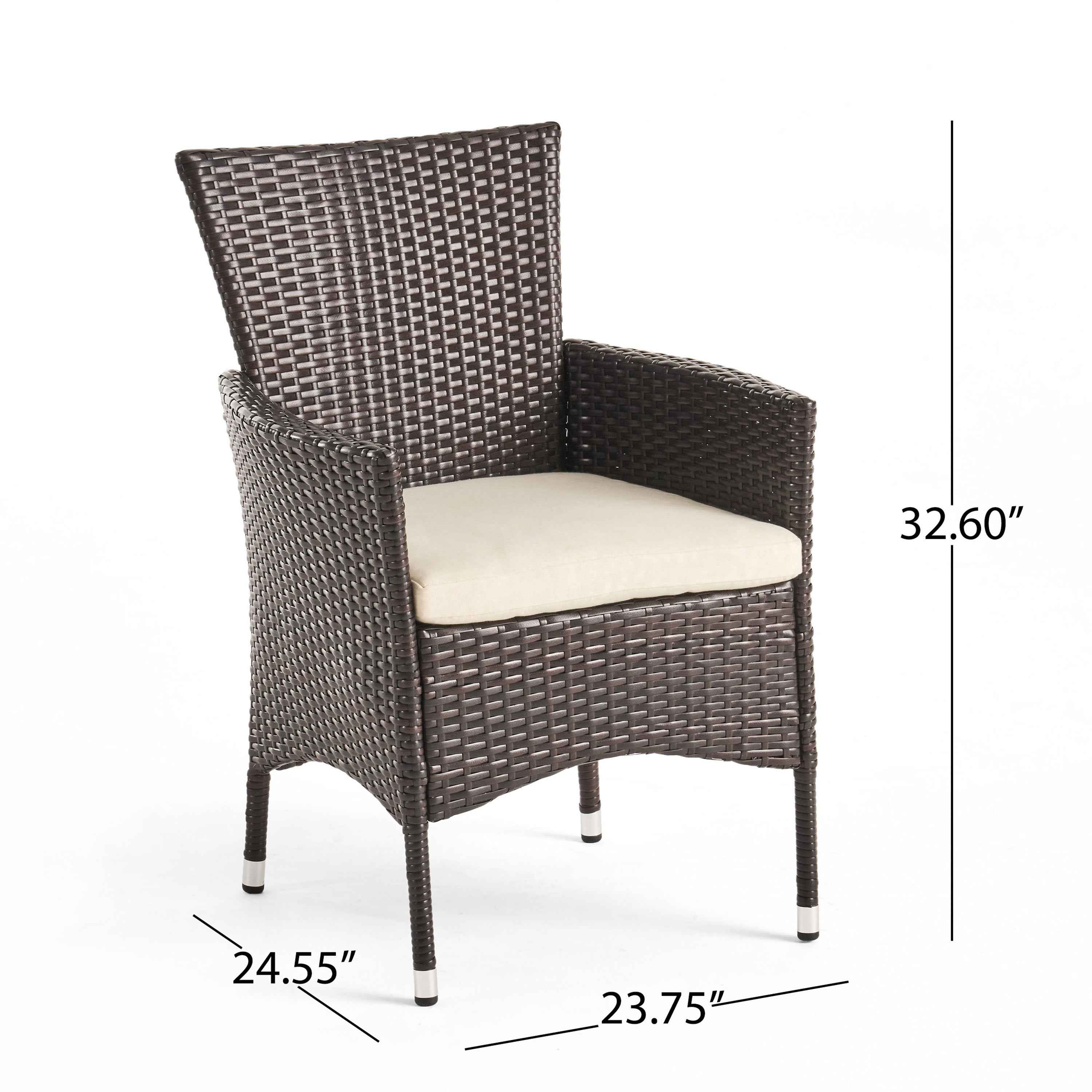 Clementine Outdoor Multibrown PE Wicker Dining Chairs (Set of 2)