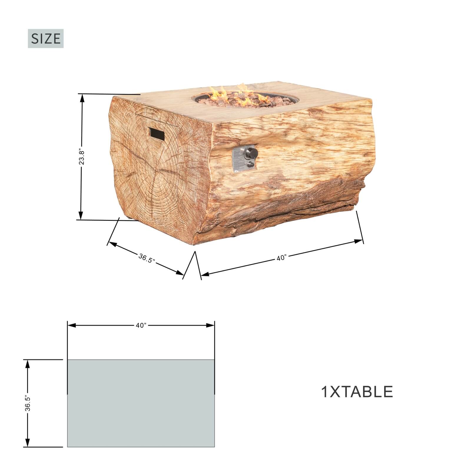 6 Seat Corner Sofa Set with TerraFlame Fire Pit Table(PAS-2323-WH+2170-BR) - Abrihome