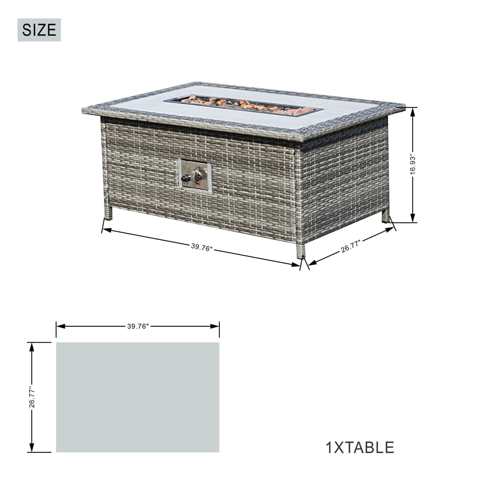 5-Piece Outdoor Fire Pit Patio Set with Gray Sofas and Fire Pit Table(PAF-1802P) - Abrihome
