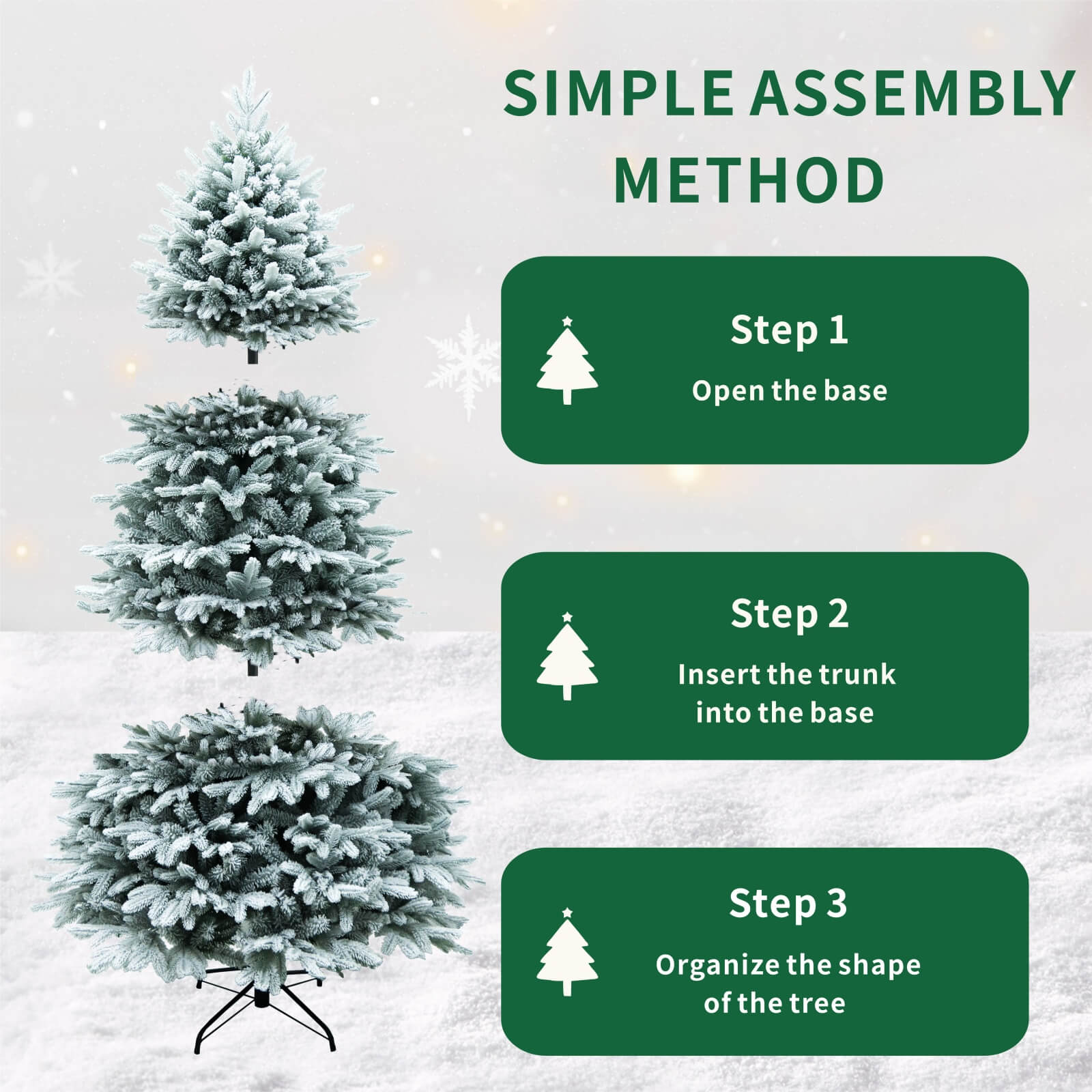 7FT Realistic Snow-Flocked Christmas Tree with Optional 500 LED Lights(PJT-2507-7FT) - Abrihome