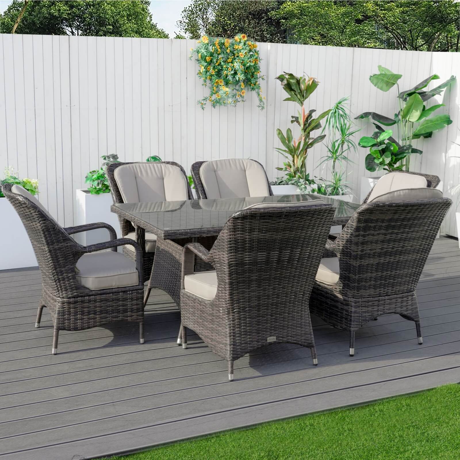 6-Seat Outdoor Dining Set with Rectangular Dining Table(PAD-1712-SET) - Abrihome