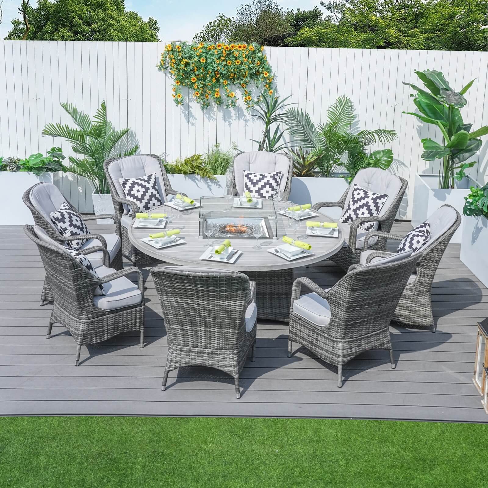 Outdoor Round Fire Pit Set for 8-Person Seating (PAG-1108A-SET)
