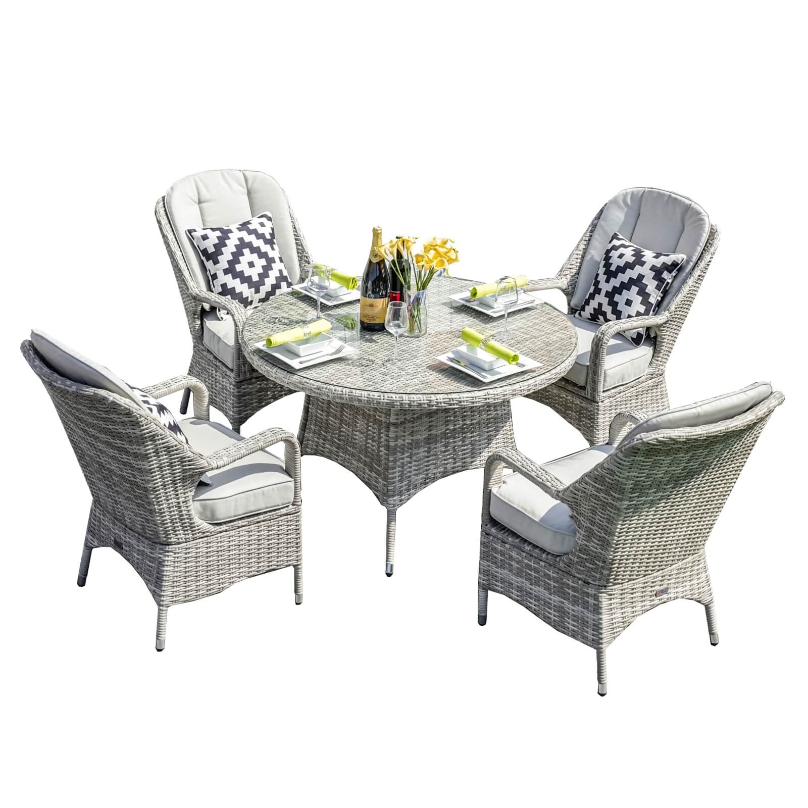 4-Seat Patio Dining Set with Round Table (PAD-1709-SET) - Abrihome