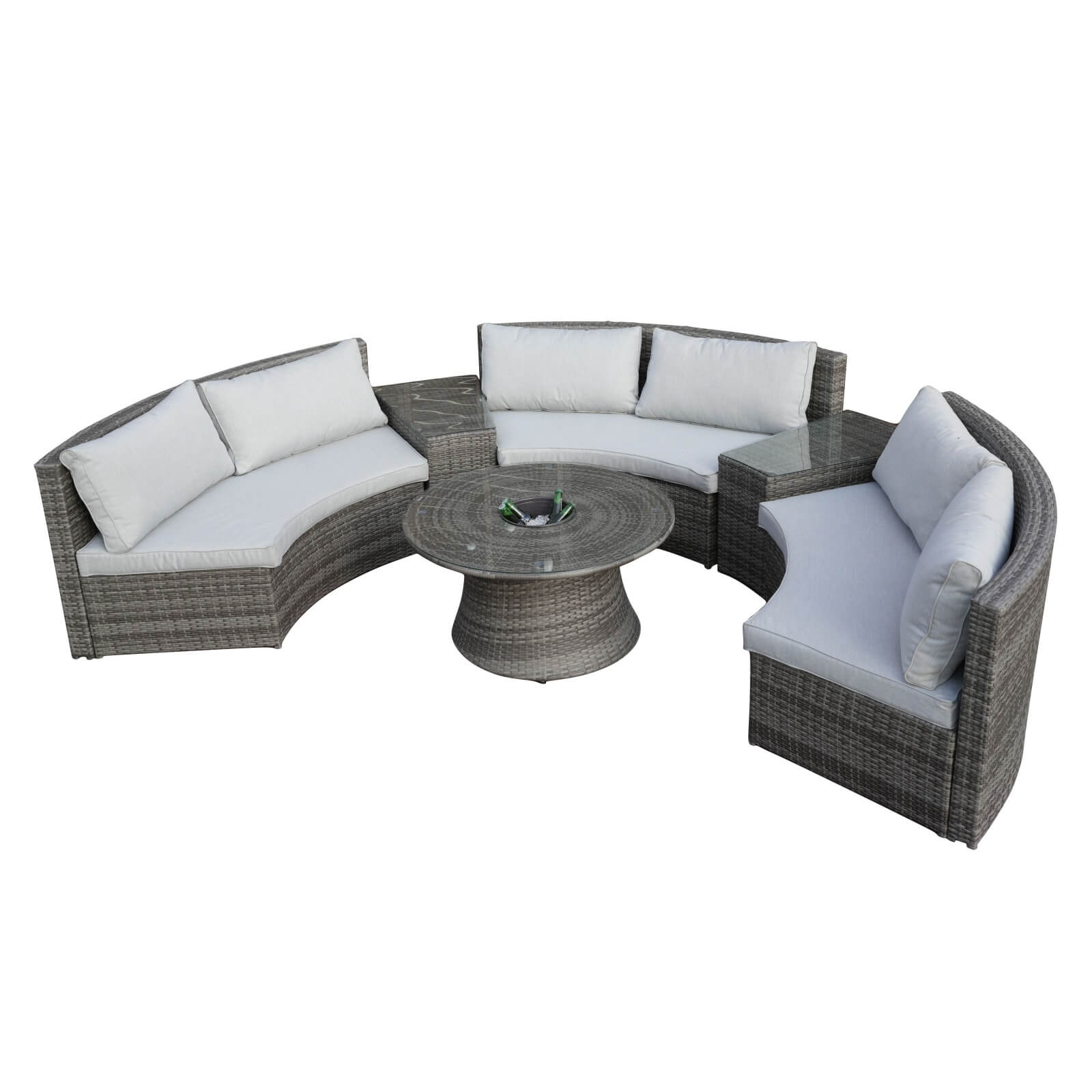 6-Piece Semi-Circular Outdoor Sofa Set with Round Coffee Table (PAS-1205B) - Abrihome