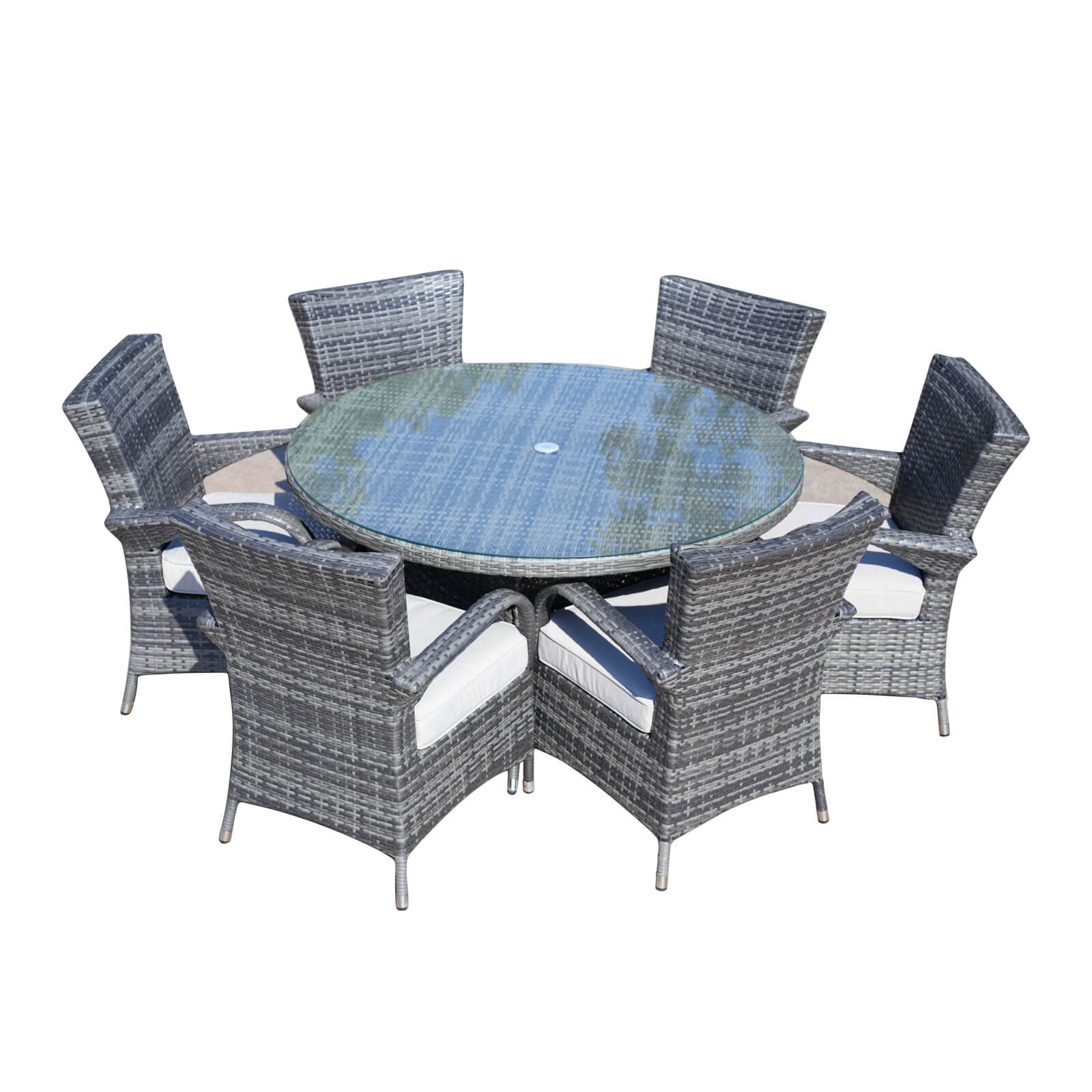 6-Seat Outdoor Dining Set with Round Dining Table( PAD-1122-SET) - Abrihome