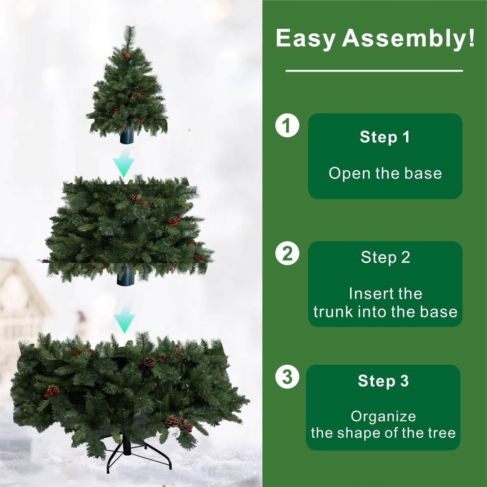 7FT Artificial Christmas Tree with Pinecones & Optional Pre-Lit Lights(PJT-2502-7FT) - Abrihome