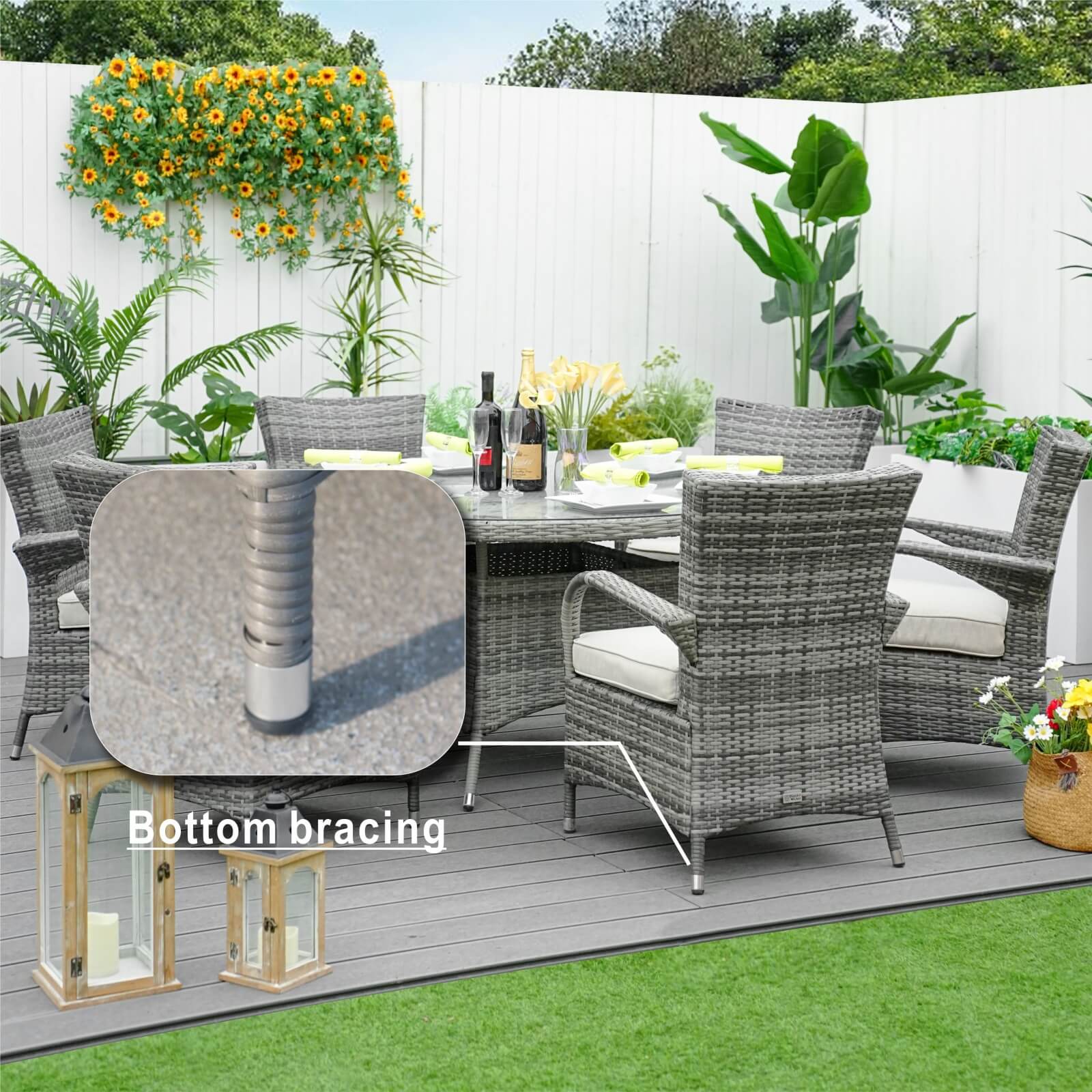 6-Seat Outdoor Dining Set with Round Dining Table( PAD-1122-SET) - Abrihome