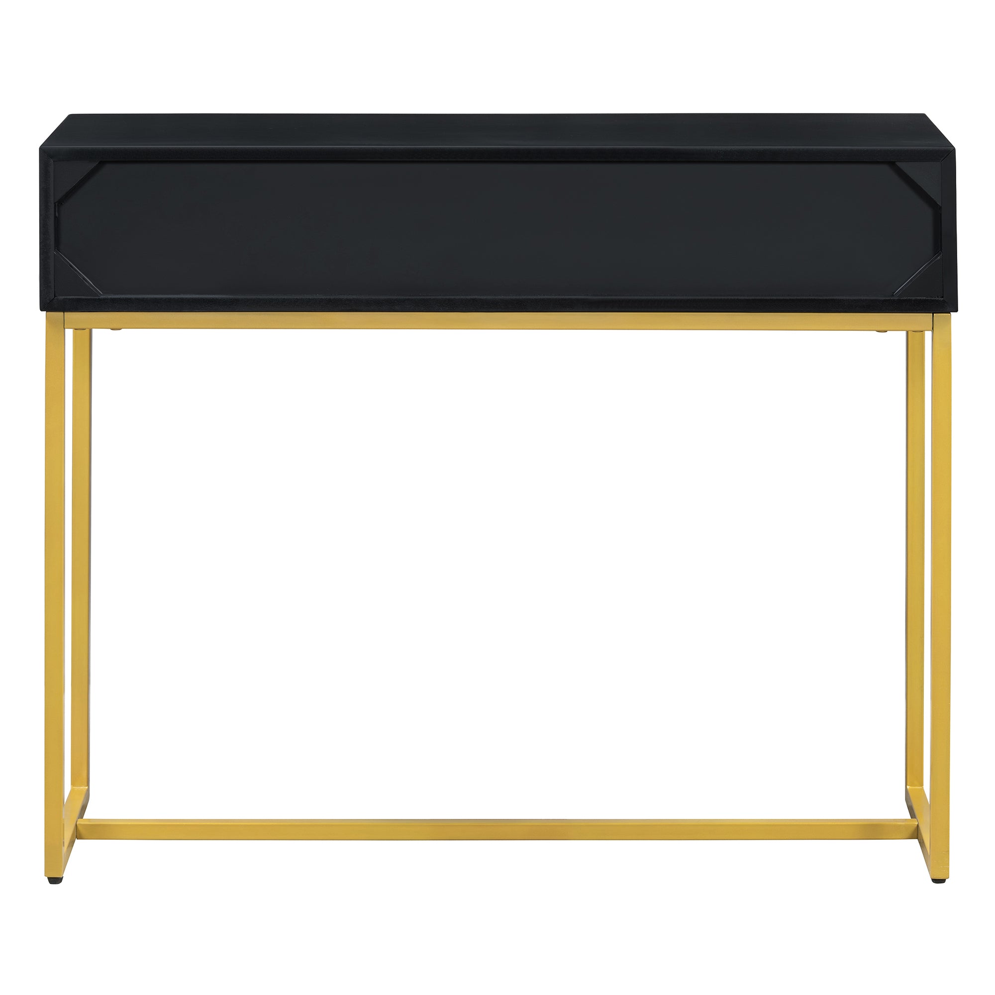 TREXM Modern Sleek Console Table Two Drawers with Stripe Design for Living Room and Entryway (Black) - Abrihome