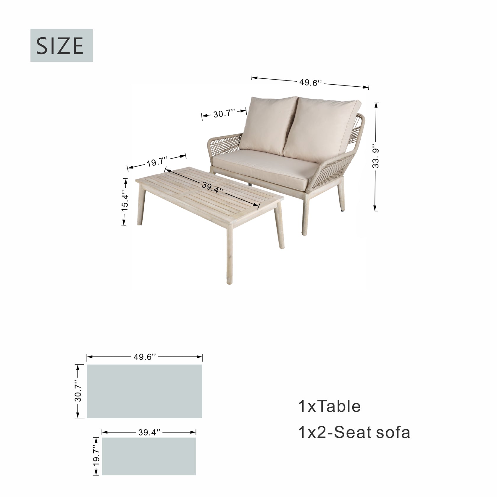 Outdoor Acacia Wood Seating Set (PAC-2522) - Abrihome