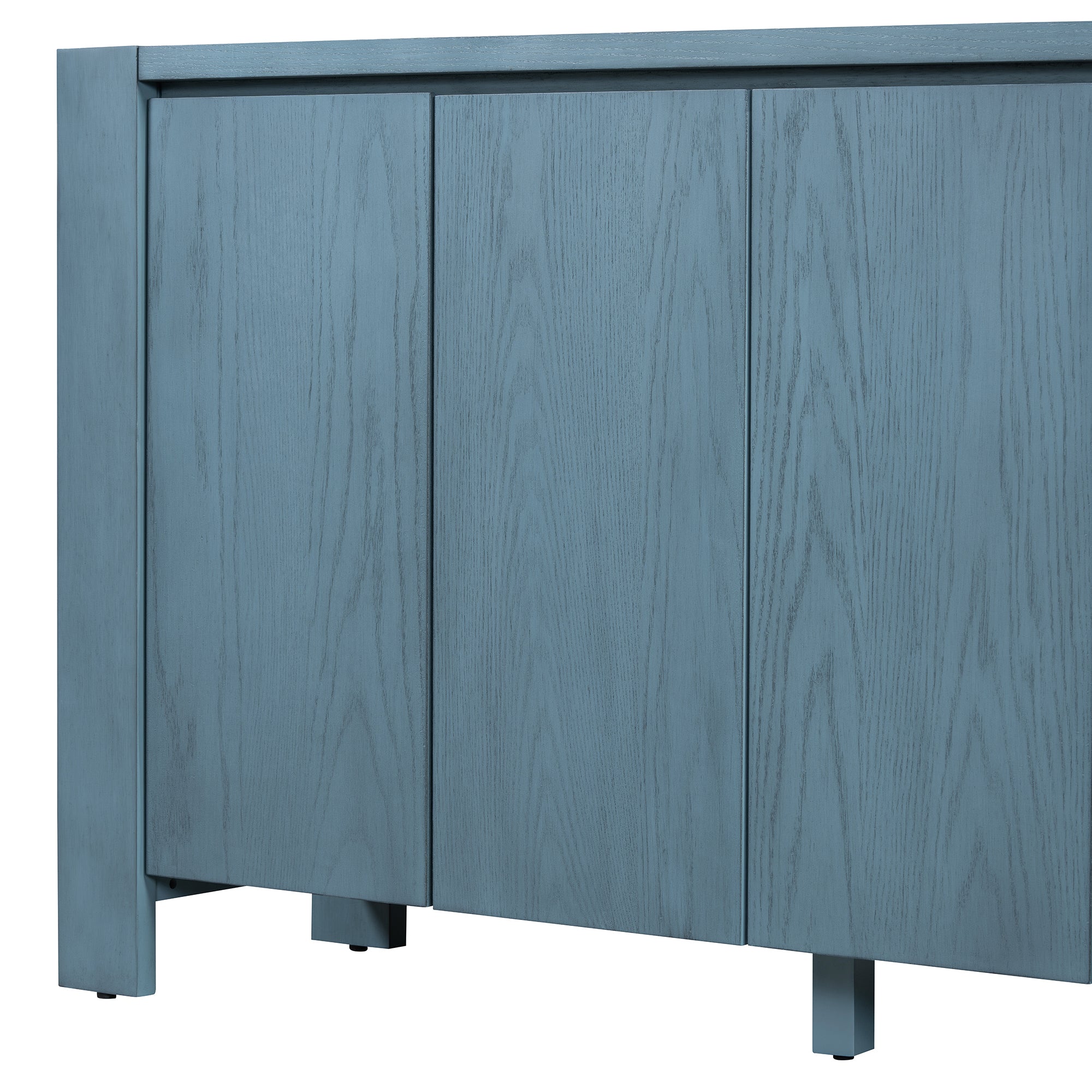 TREXM Retro 4-door Sideboard with Distressed Finish and Adjustable Shelves for Dining Room, Kitchen, and Living Room (Navy) - Abrihome
