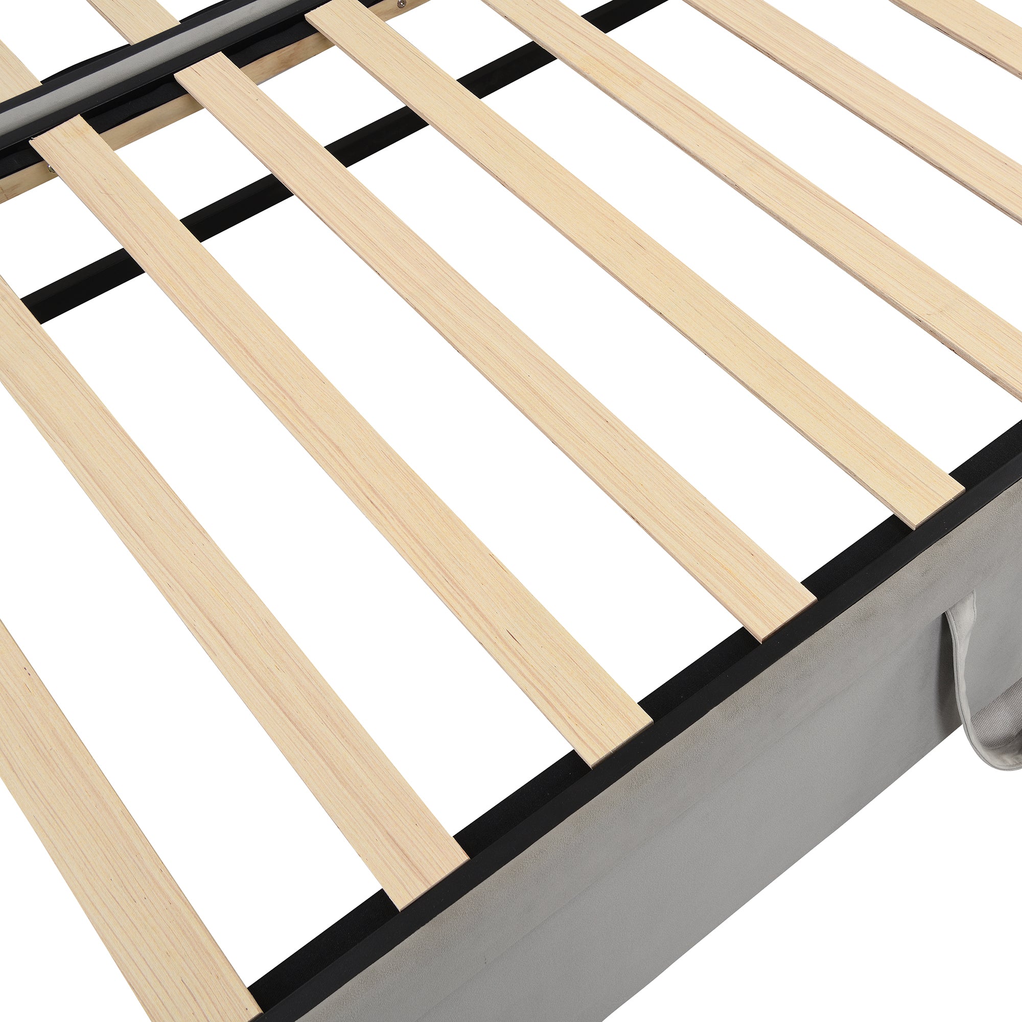 Twin Size Upholstered daybed with Pop Up Trundle, Gray - Abrihome