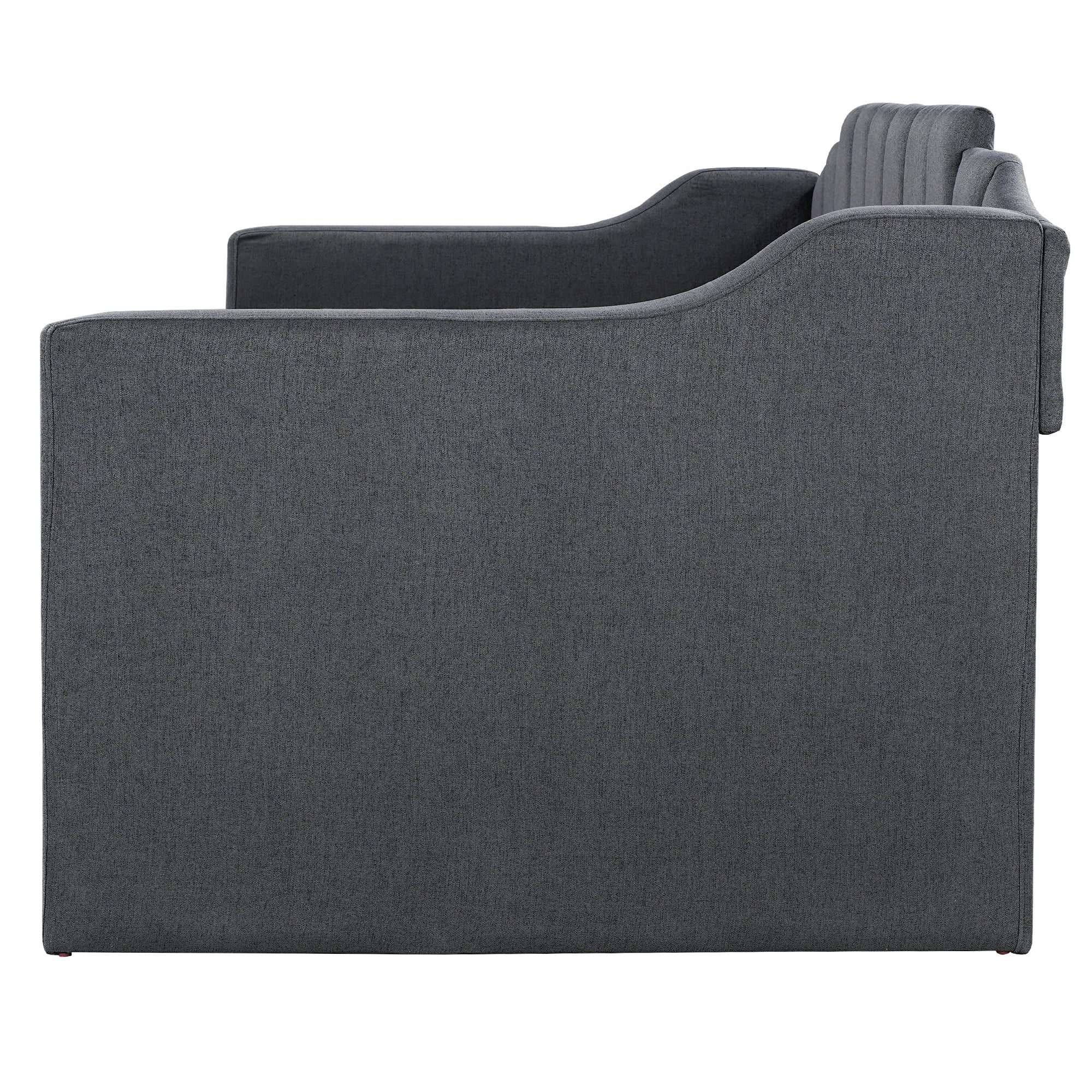 Upholstered Twin Daybed with Trundle,Black - Abrihome