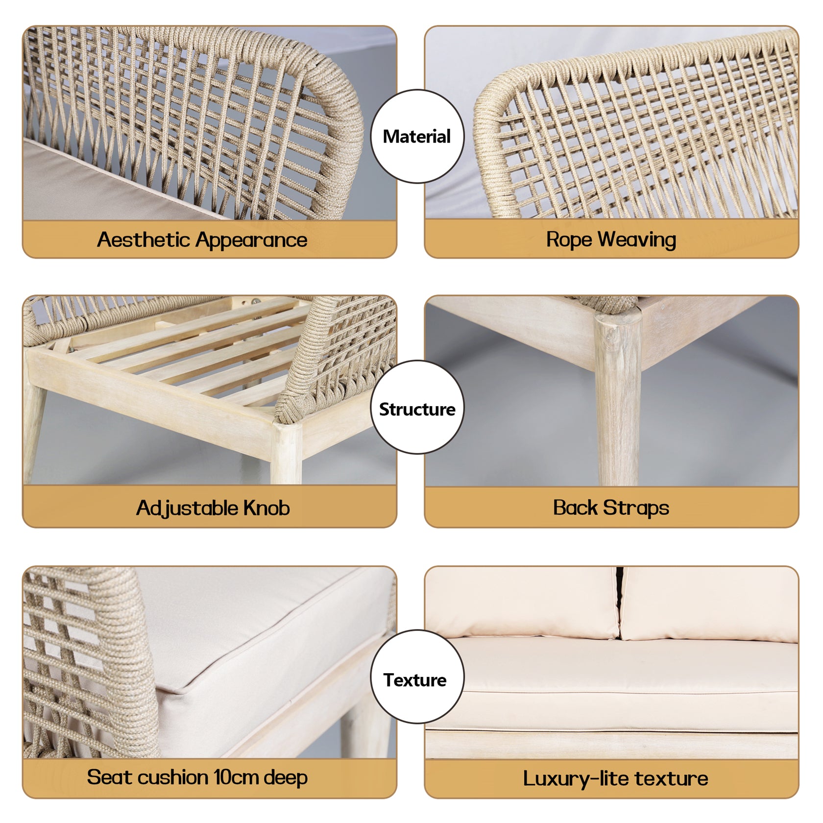 Outdoor Acacia Wood Seating Set (PAC-2522) - Abrihome