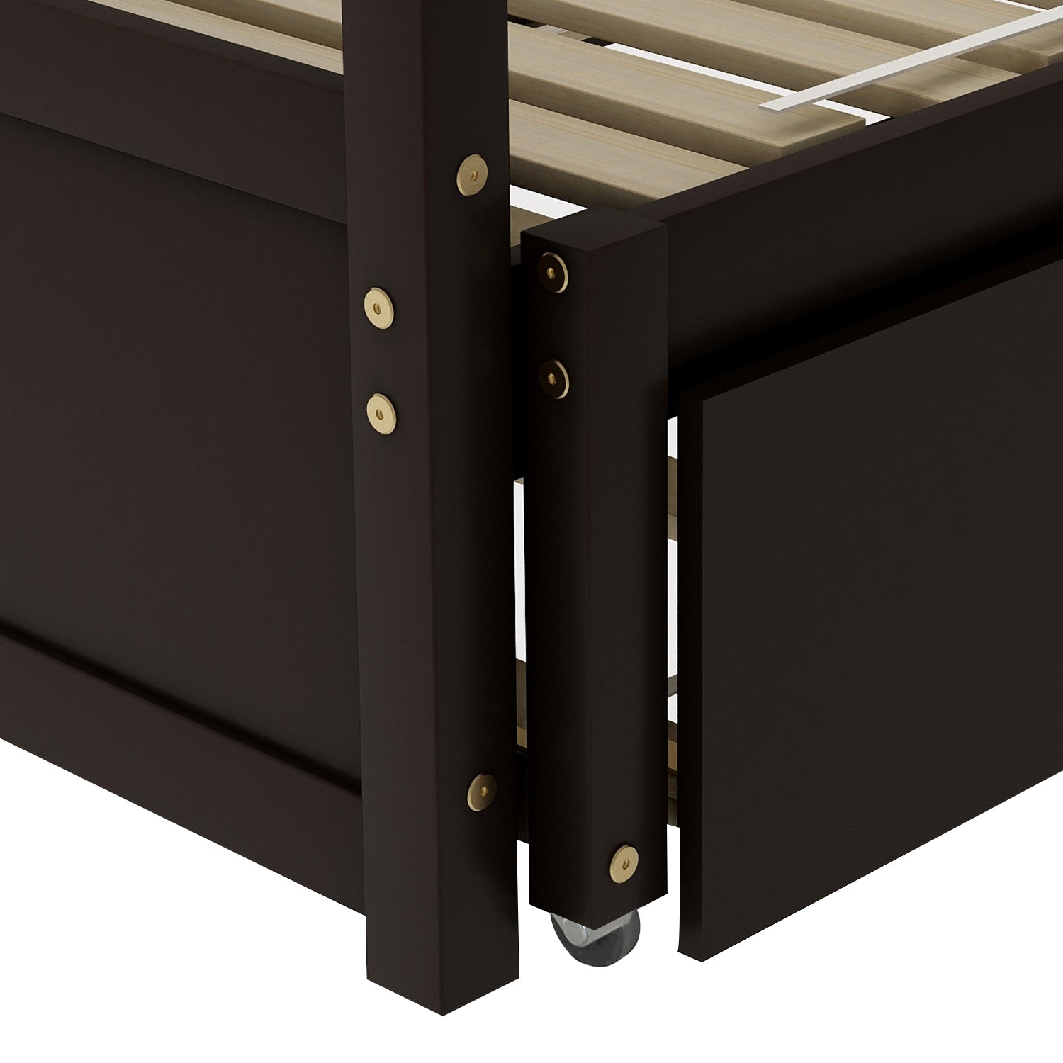 Extending Daybed with Trundle, Wooden Daybed with Trundle, Espresso - Abrihome