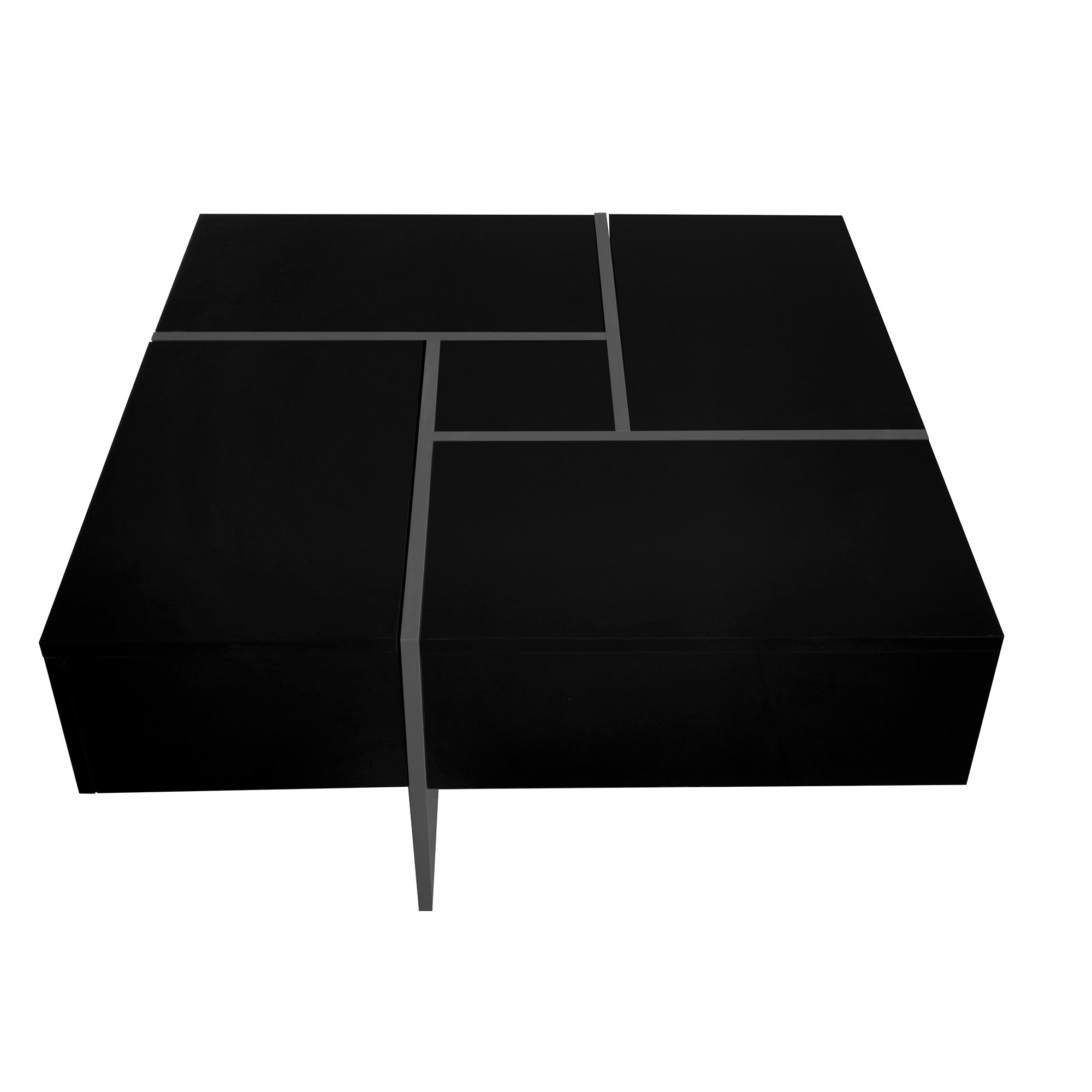ON-TREND Unique Design Coffee Table with 4 Hidden Storage Compartments, Square Cocktail Table with Extendable Sliding Tabletop, UV High-gloss Design Center Table for Living Room, 31.5"x 31.5" - Abrihome