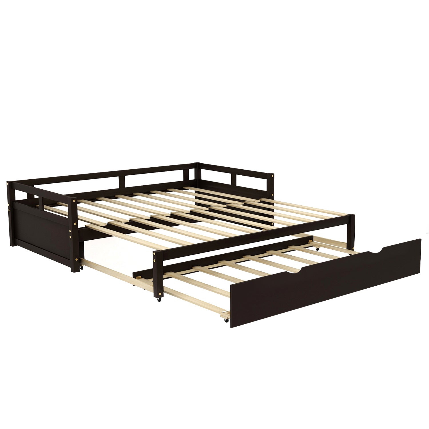 Extending Daybed with Trundle, Wooden Daybed with Trundle, Espresso - Abrihome