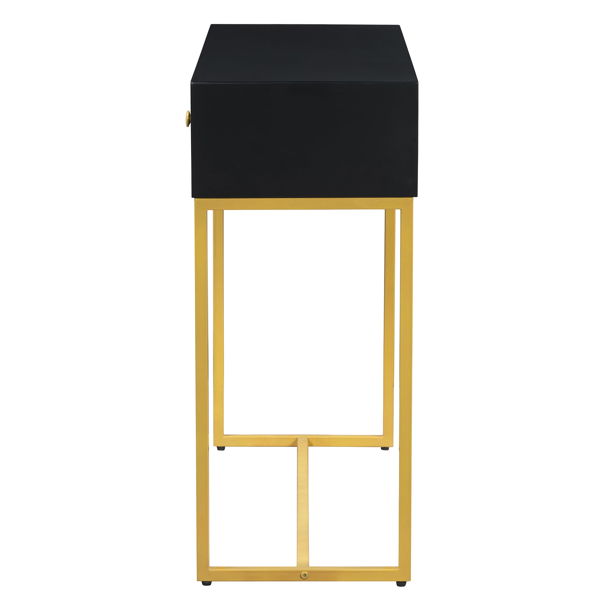 TREXM Modern Sleek Console Table Two Drawers with Stripe Design for Living Room and Entryway (Black) - Abrihome