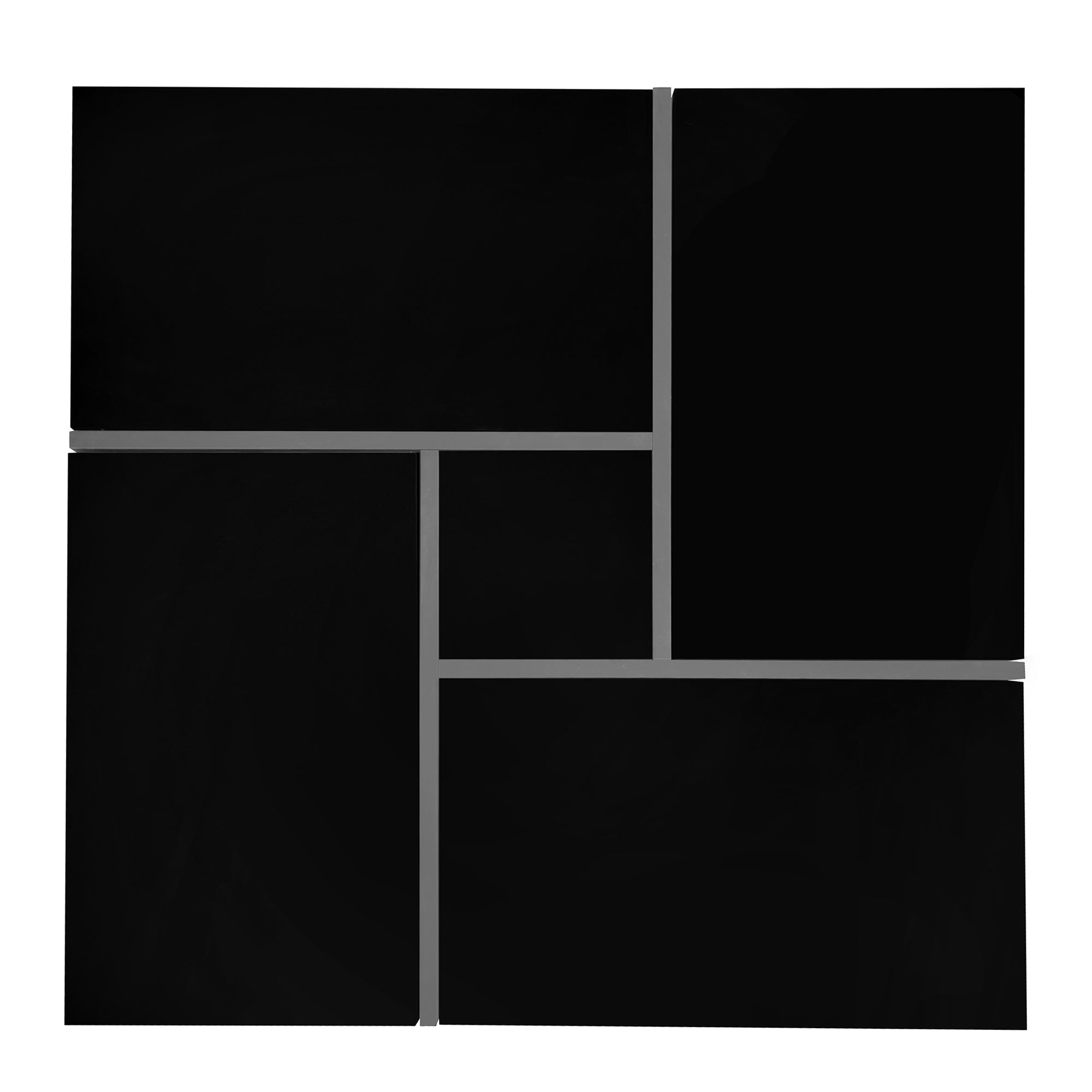 ON-TREND Unique Design Coffee Table with 4 Hidden Storage Compartments, Square Cocktail Table with Extendable Sliding Tabletop, UV High-gloss Design Center Table for Living Room, 31.5"x 31.5" - Abrihome