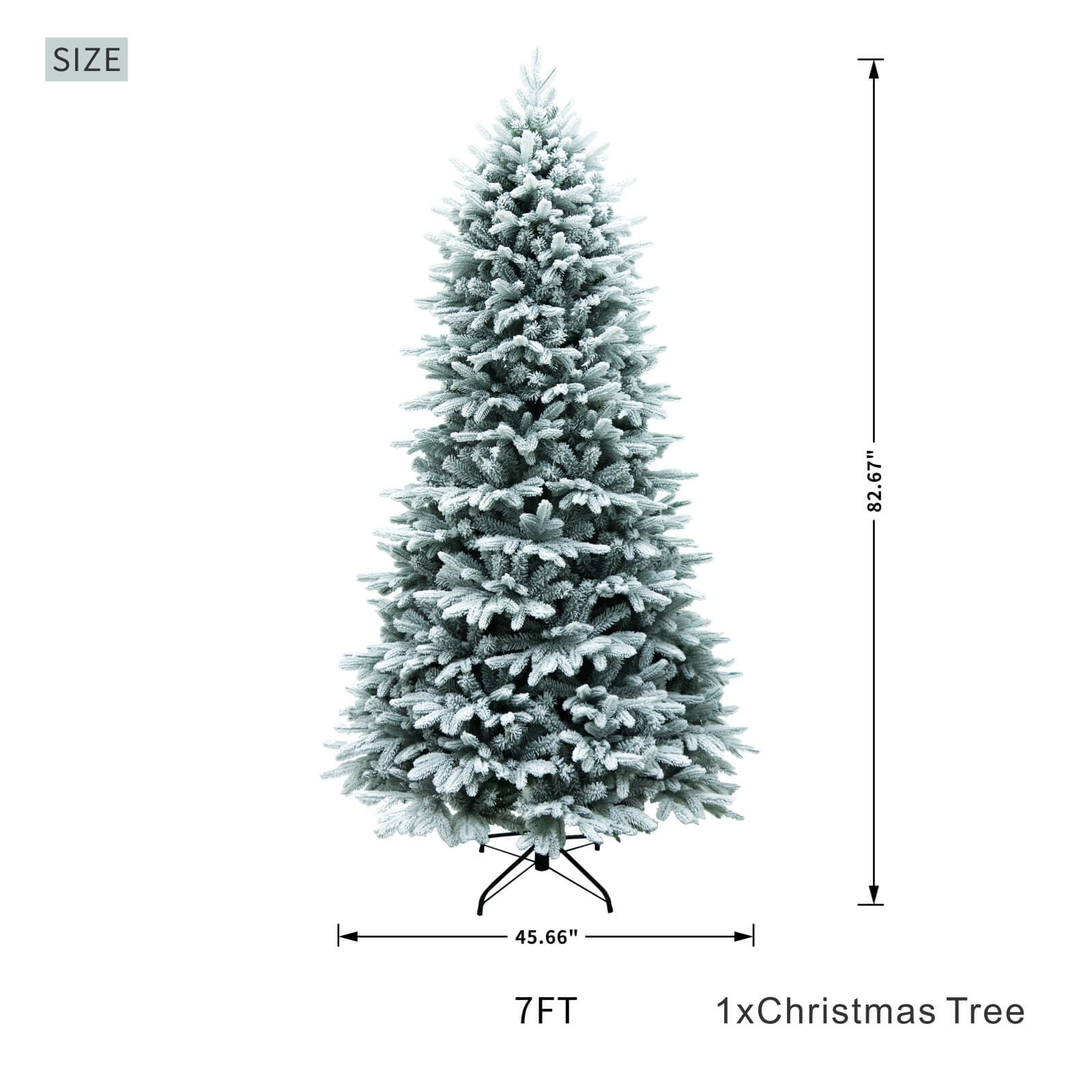 7FT Realistic Snow-Flocked Christmas Tree with Optional 500 LED Lights(PJT-2507-7FT) - Abrihome