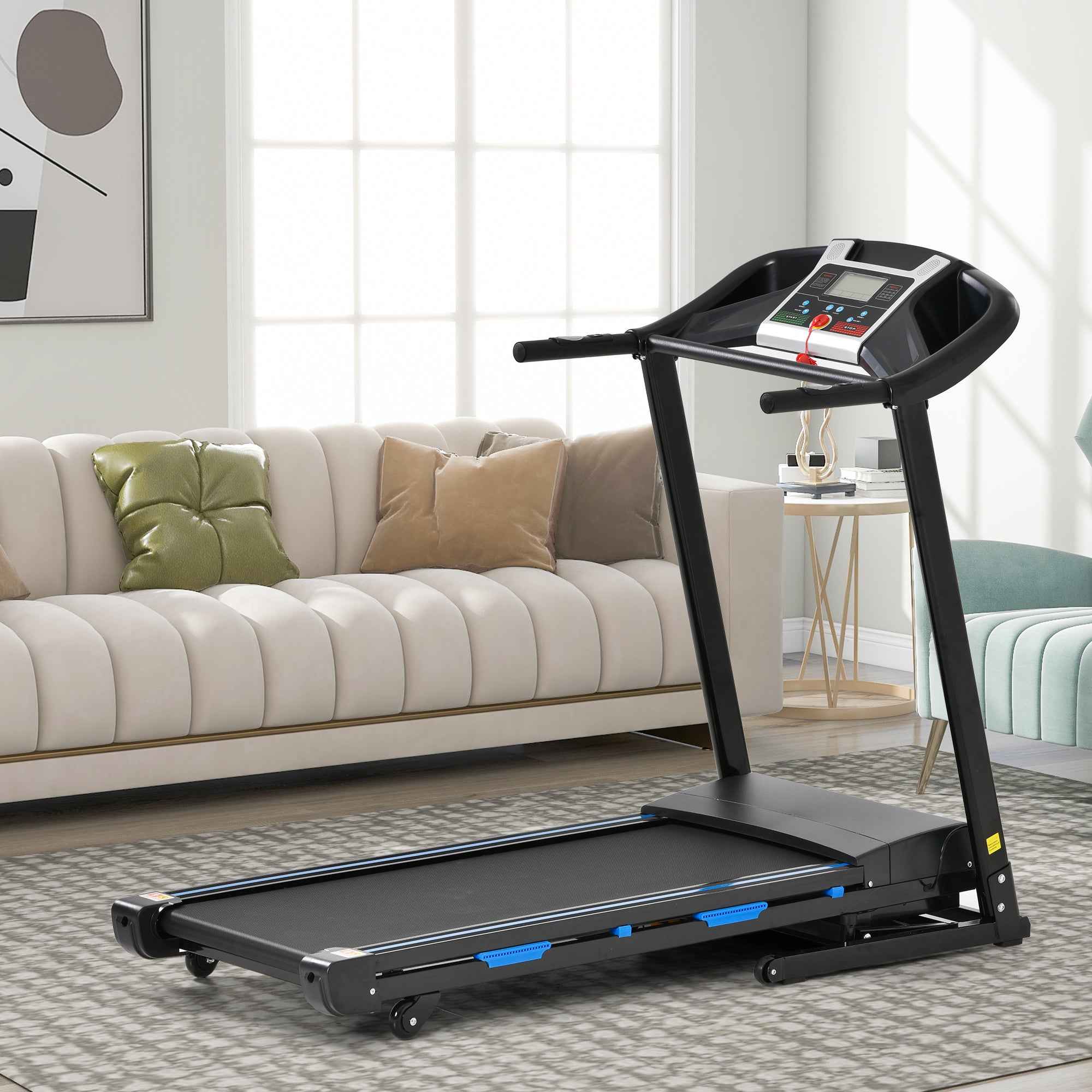 Treadmills for Home, Electric Treadmill with Automatic Incline, Foldable 3.5HP Workout Running Machine Walking, Double Running Board Shock Absorption Pulse Sensor Bluetooth Speaker APP FITSHOW.