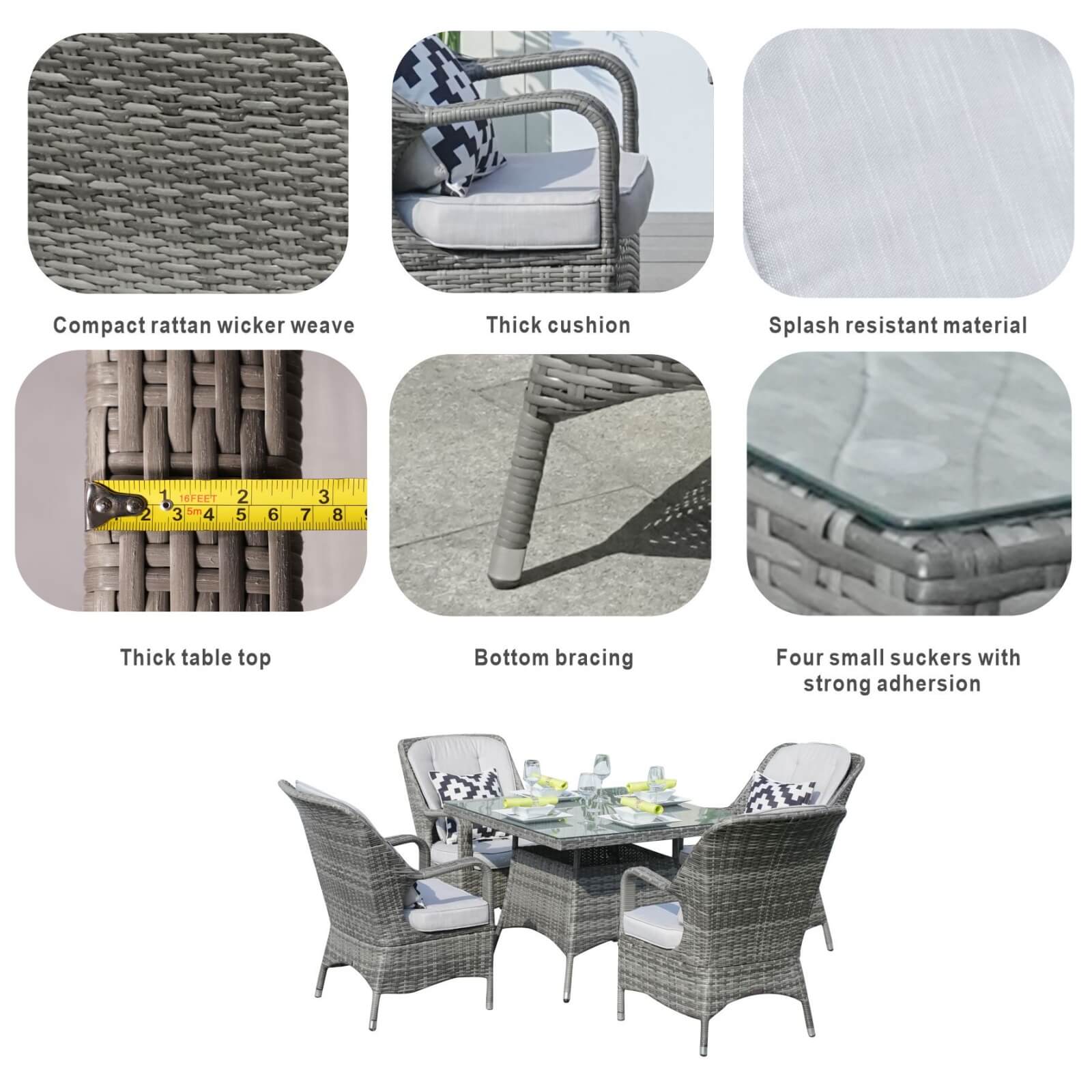 4-Seat Outdoor Dining Set with Cube Dining Table (PAD-1710-SET) - Abrihome