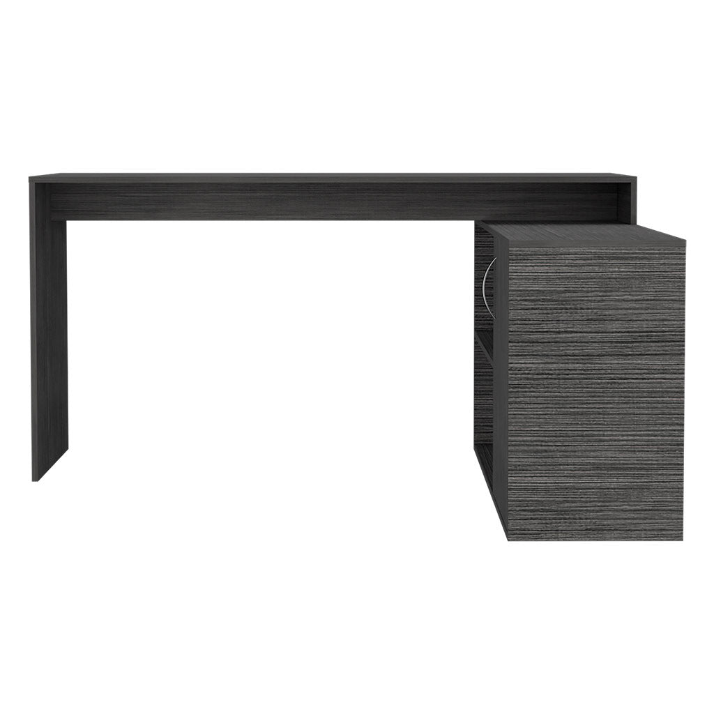 Axis Modern L-Shaped Computer Desk with Open & Closed Storage -Smokey Oak - Abrihome