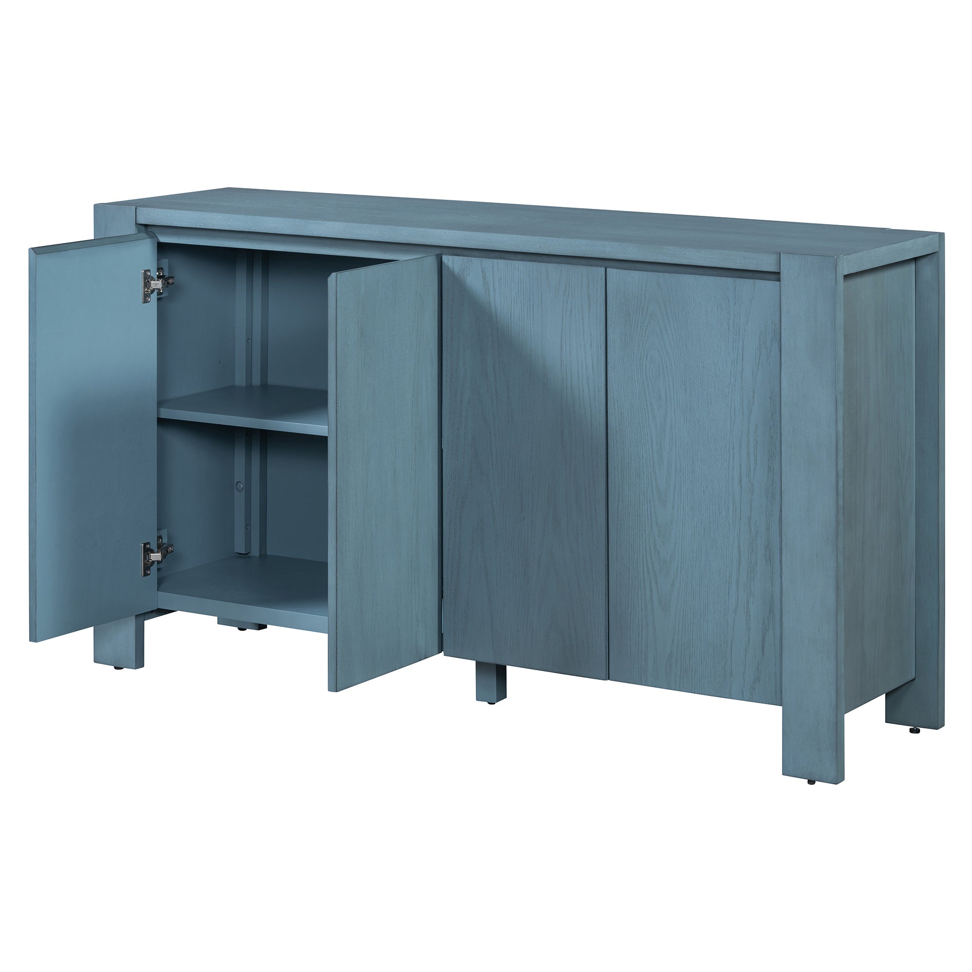 TREXM Retro 4-door Sideboard with Distressed Finish and Adjustable Shelves for Dining Room, Kitchen, and Living Room (Navy) - Abrihome