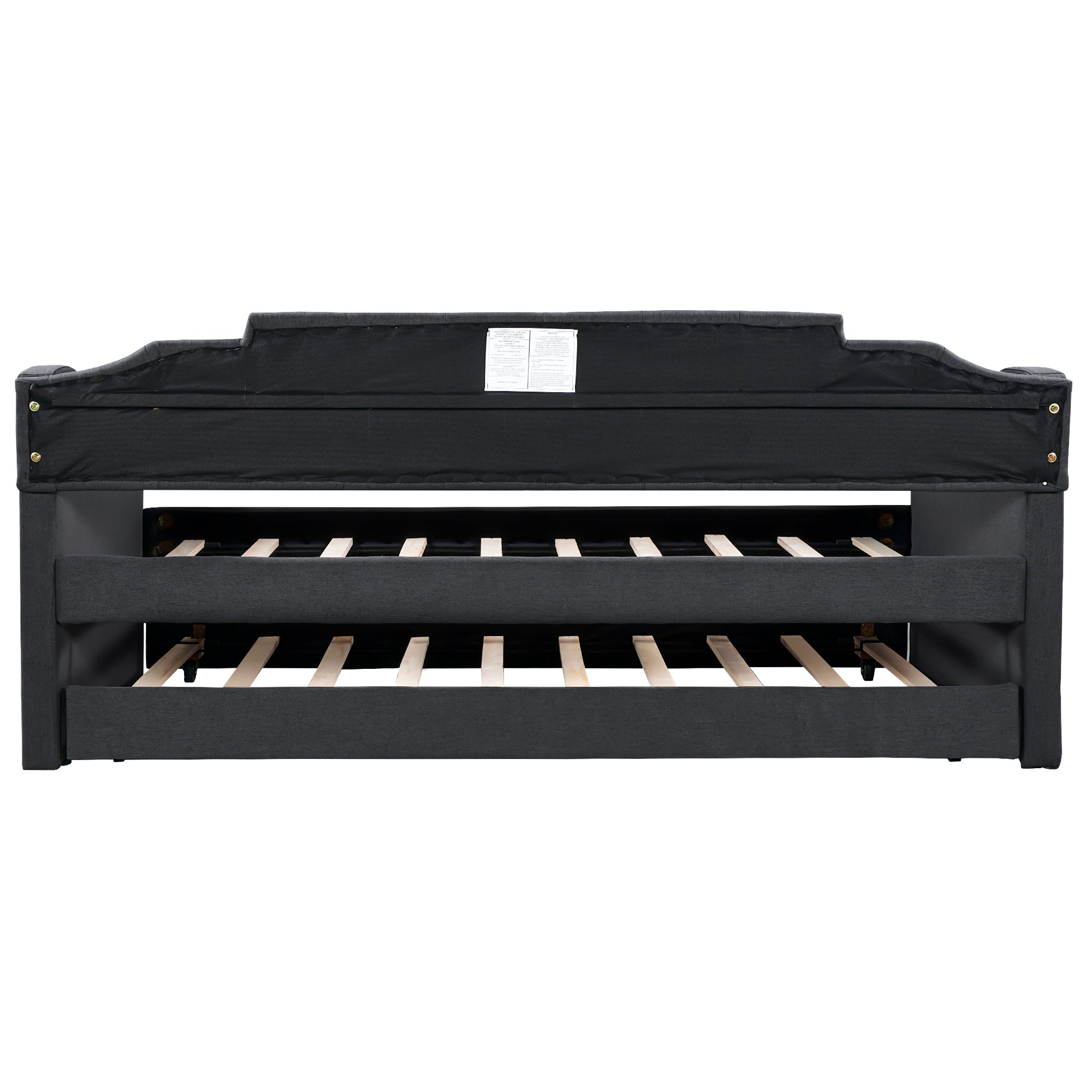 Upholstered Twin Daybed with Trundle,Black - Abrihome