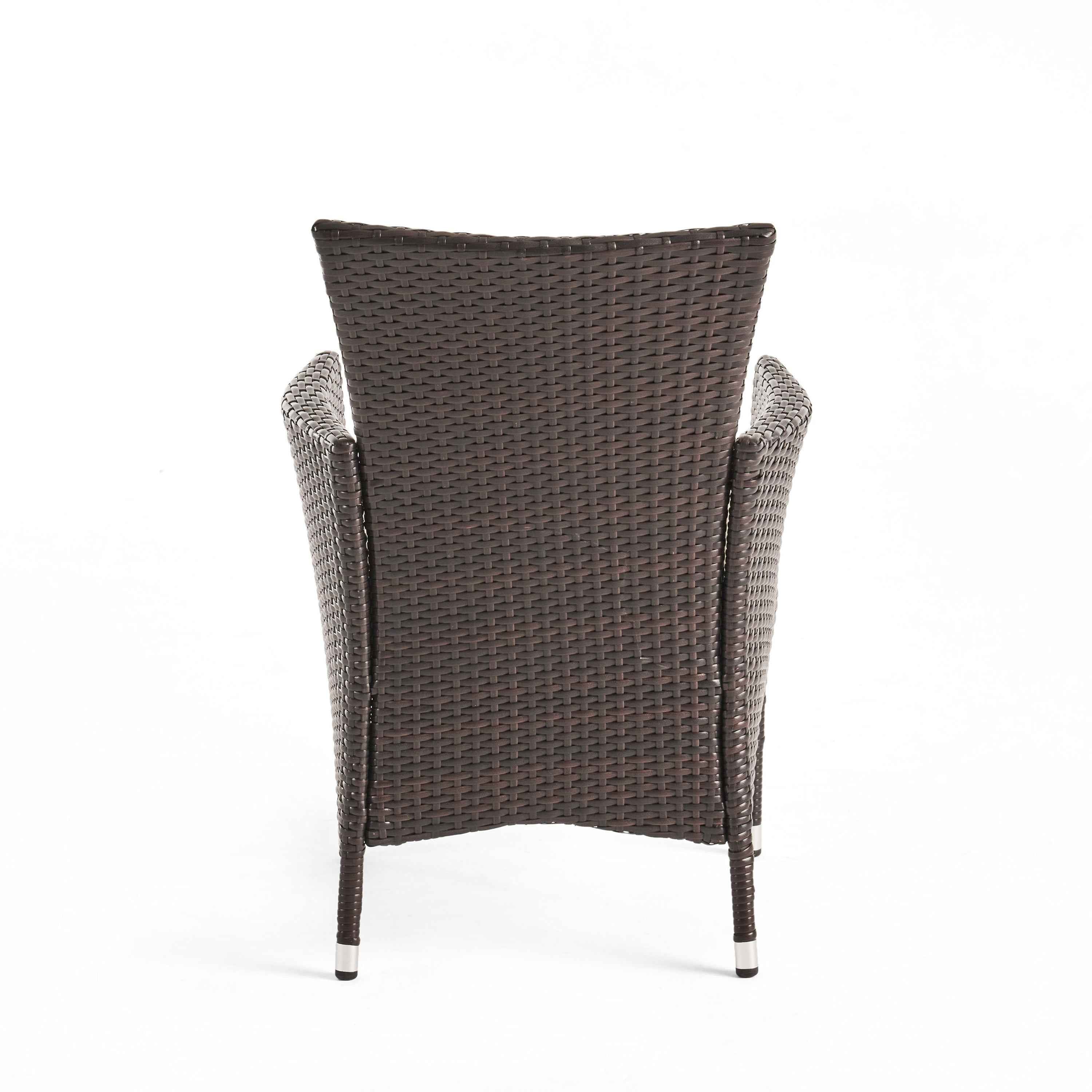 Clementine Outdoor Multibrown PE Wicker Dining Chairs (Set of 2)