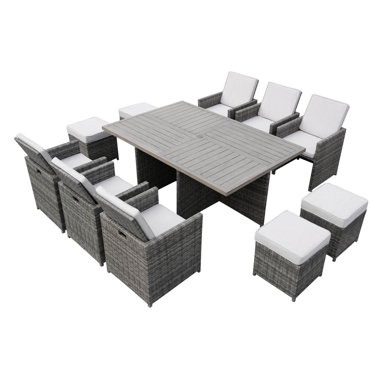 Carmel 10-Seat Outdoor Dining Set with Rectangular Aluminum Tabletop(PAD-3234TA-SET) - Abrihome