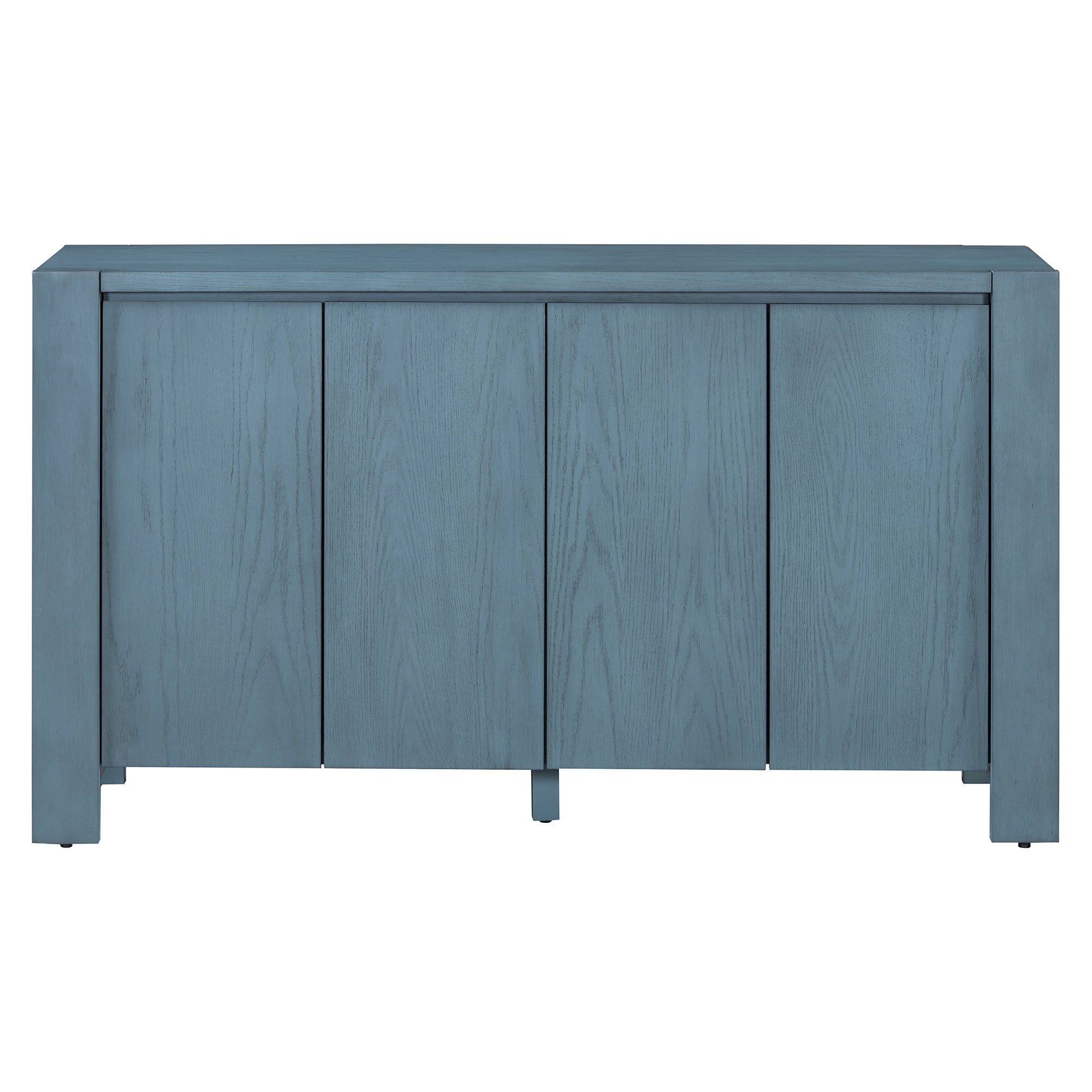 TREXM Retro 4-door Sideboard with Distressed Finish and Adjustable Shelves for Dining Room, Kitchen, and Living Room (Navy) - Abrihome