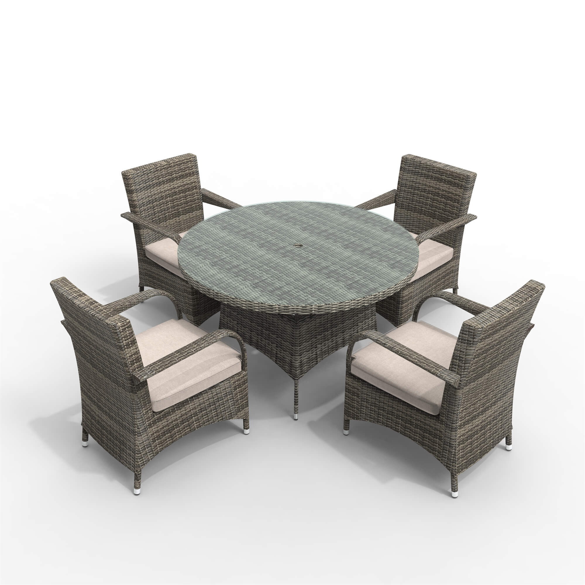 5-Piece Outdoor Aluminum Wicker Dining Set(PAD-1709+1122) - Abrihome