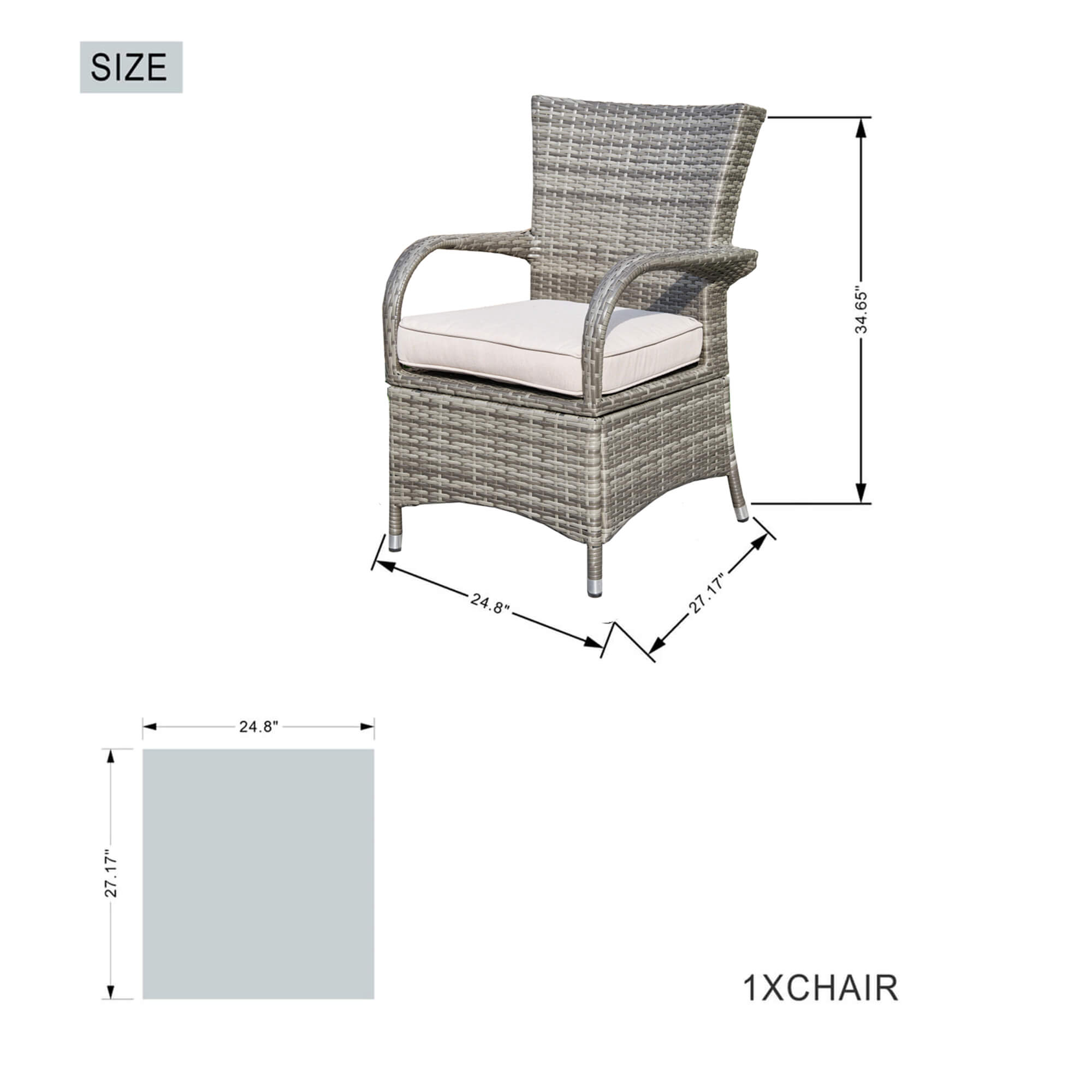 5-Piece Outdoor Aluminum Wicker Dining Set(PAD-1709+1122) - Abrihome