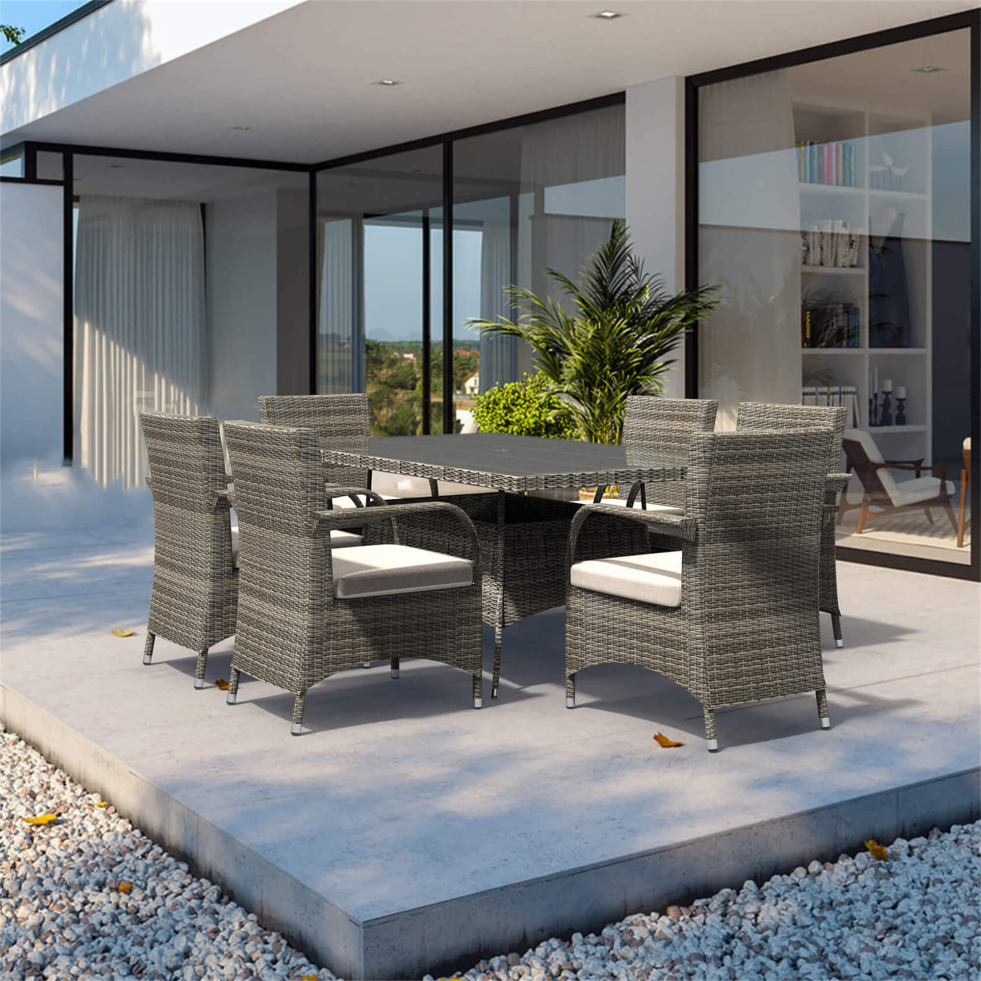 Outdoor 6-Seater Dining Set with Rectangular Table (PAD-1712+1122)