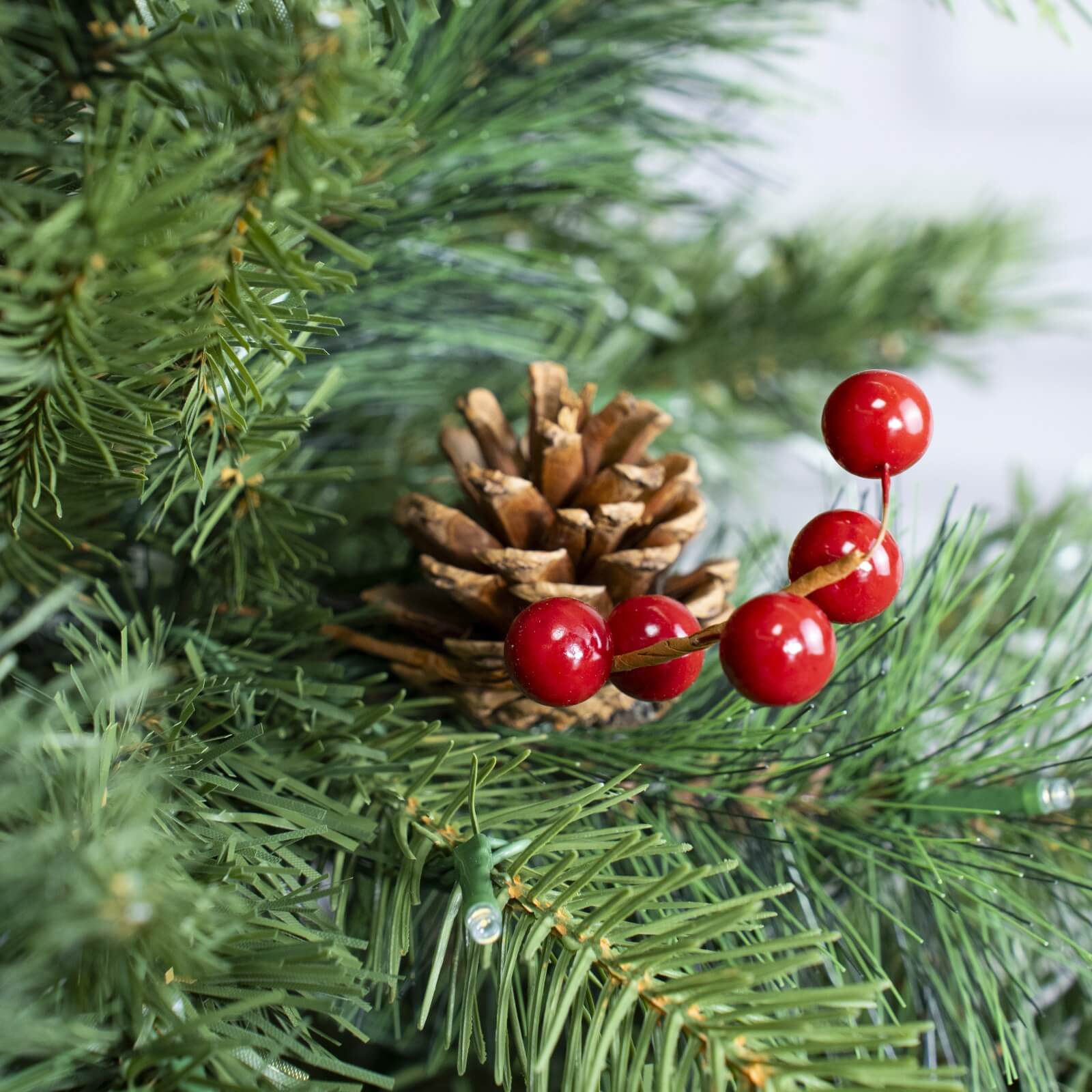 7FT Artificial Christmas Tree with Pinecones & Optional Pre-Lit Lights(PJT-2502-7FT) - Abrihome