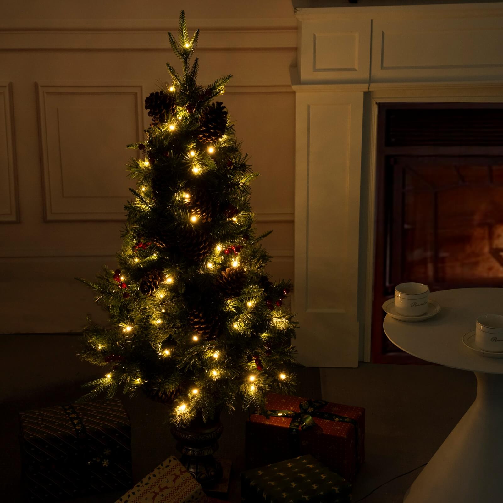 4FT Artificial Christmas Tree with Pinecones & Red Berries(PJT-2509-4FT) - Abrihome