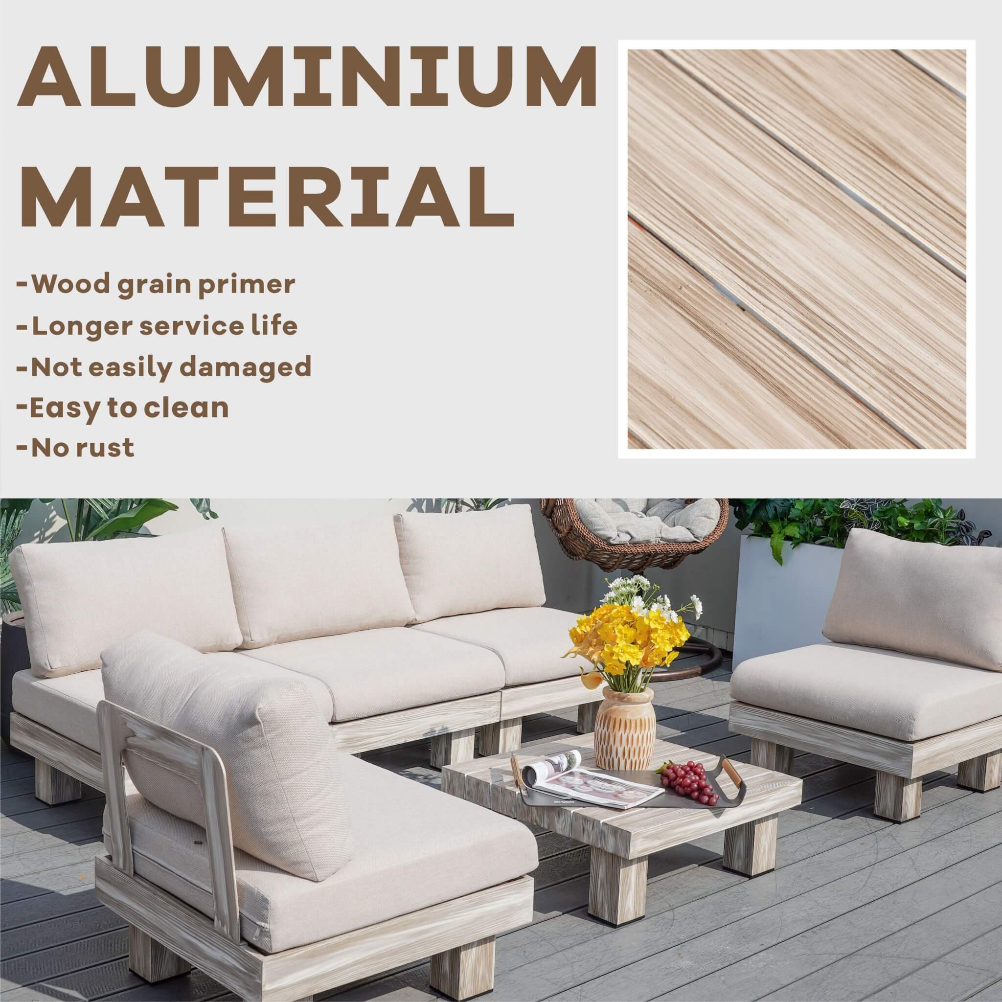 5-Seat Outdoor Patio Sofa Set (PAS-2510-5S-SET) - Abrihome