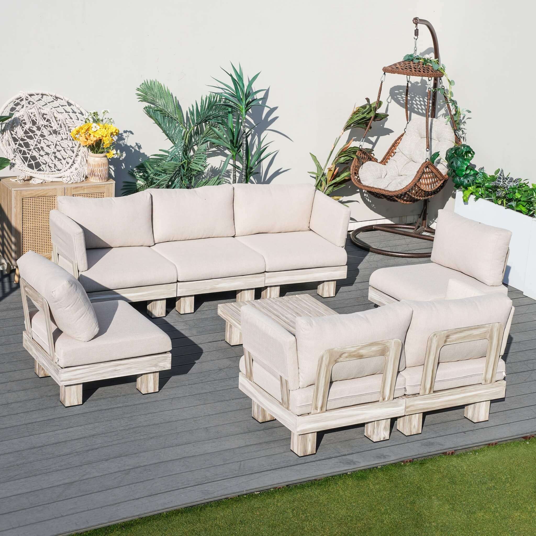 7-Seat Outdoor Patio Sofa Set (PAS-2510-7S-SET) - Abrihome
