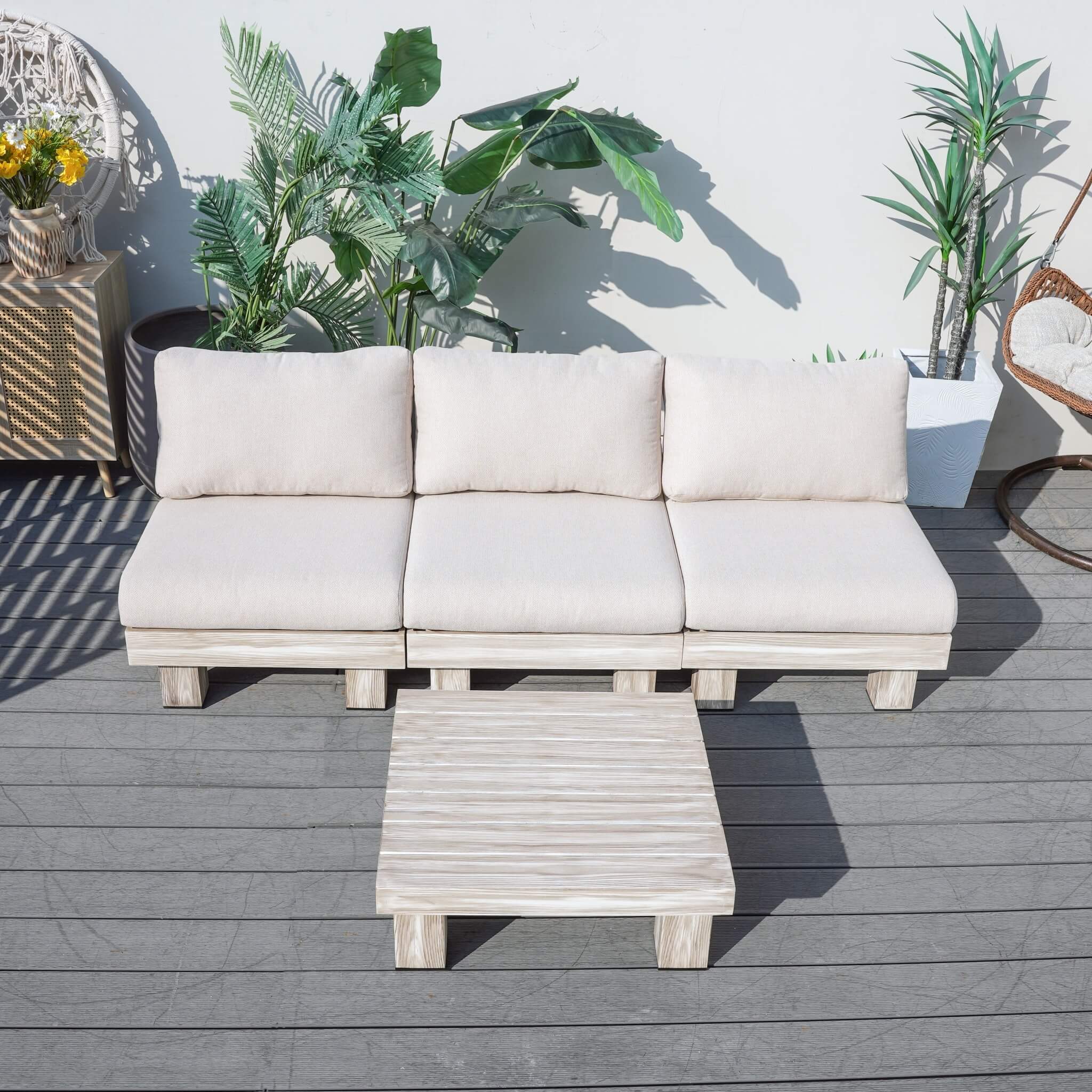 Armless 3-Seat Patio Sofa Set (PAS-2510-3S-Armless-SET) - Abrihome