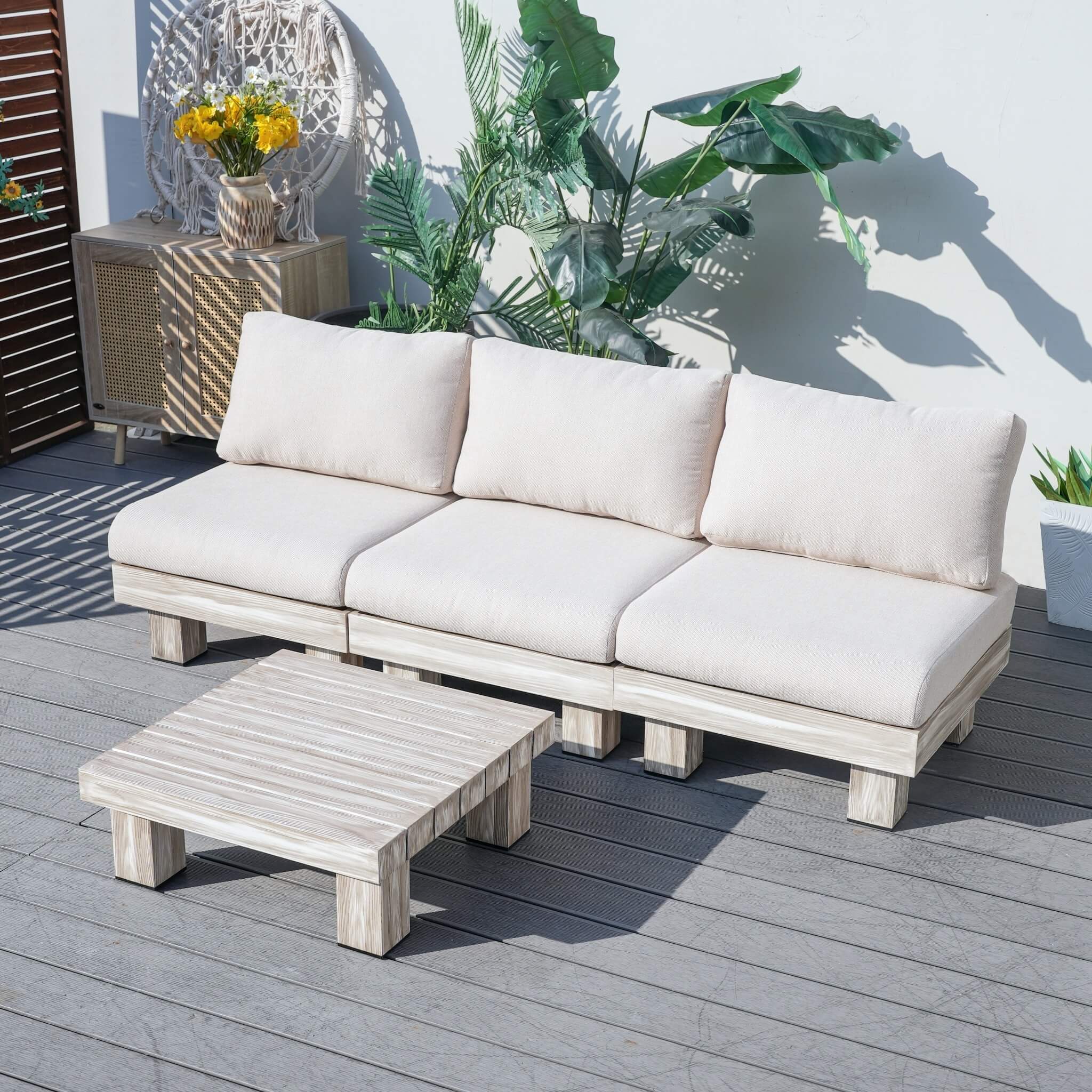 Armless 3-Seat Patio Sofa Set (PAS-2510-3S-Armless-SET) - Abrihome